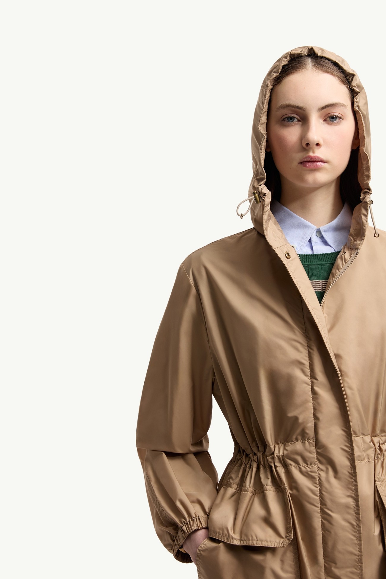 Hiengos Hooded Parka Coat Women Beige Moncler 5