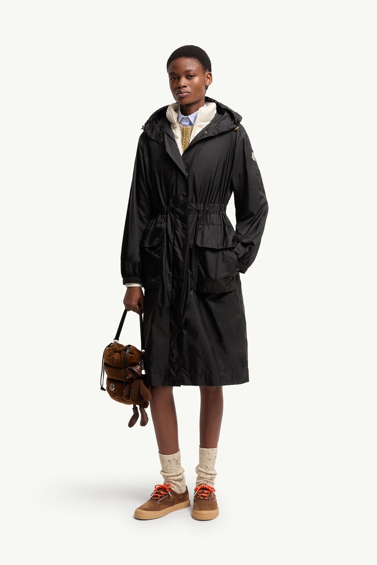 Hiengos langer Parka mit Kapuze Damen Schwarz Moncler 0