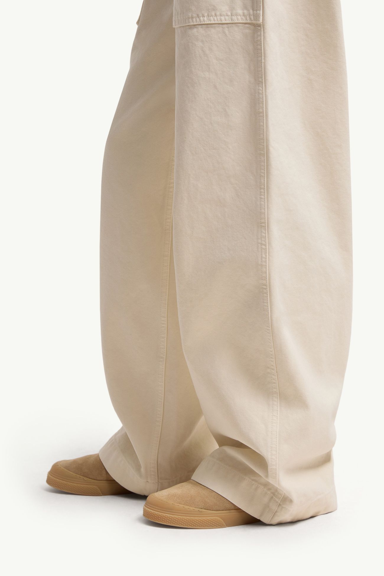 Pantaloni in cotone con logo in pelle Donna Beige Chiaro Moncler 1