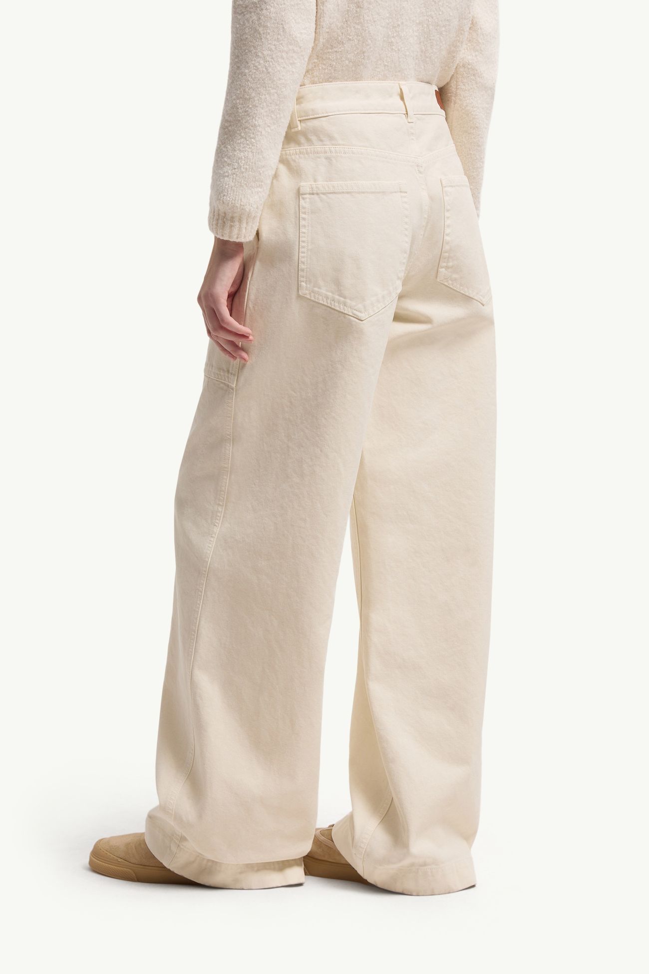 Leather Logo Cotton tTousers Women Light Beige Moncler 4