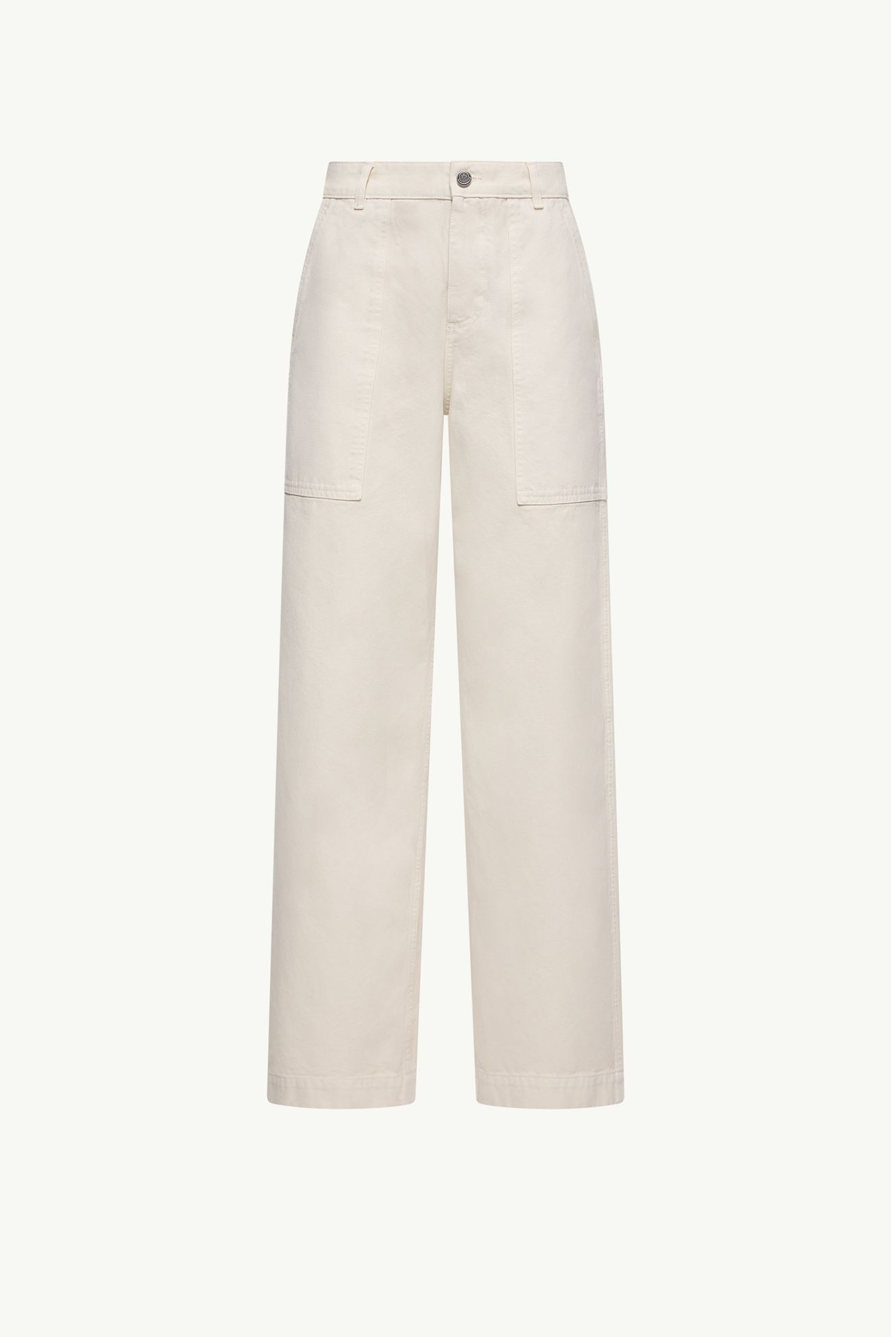 Leather Logo Cotton Pants Women Light Beige Moncler 2