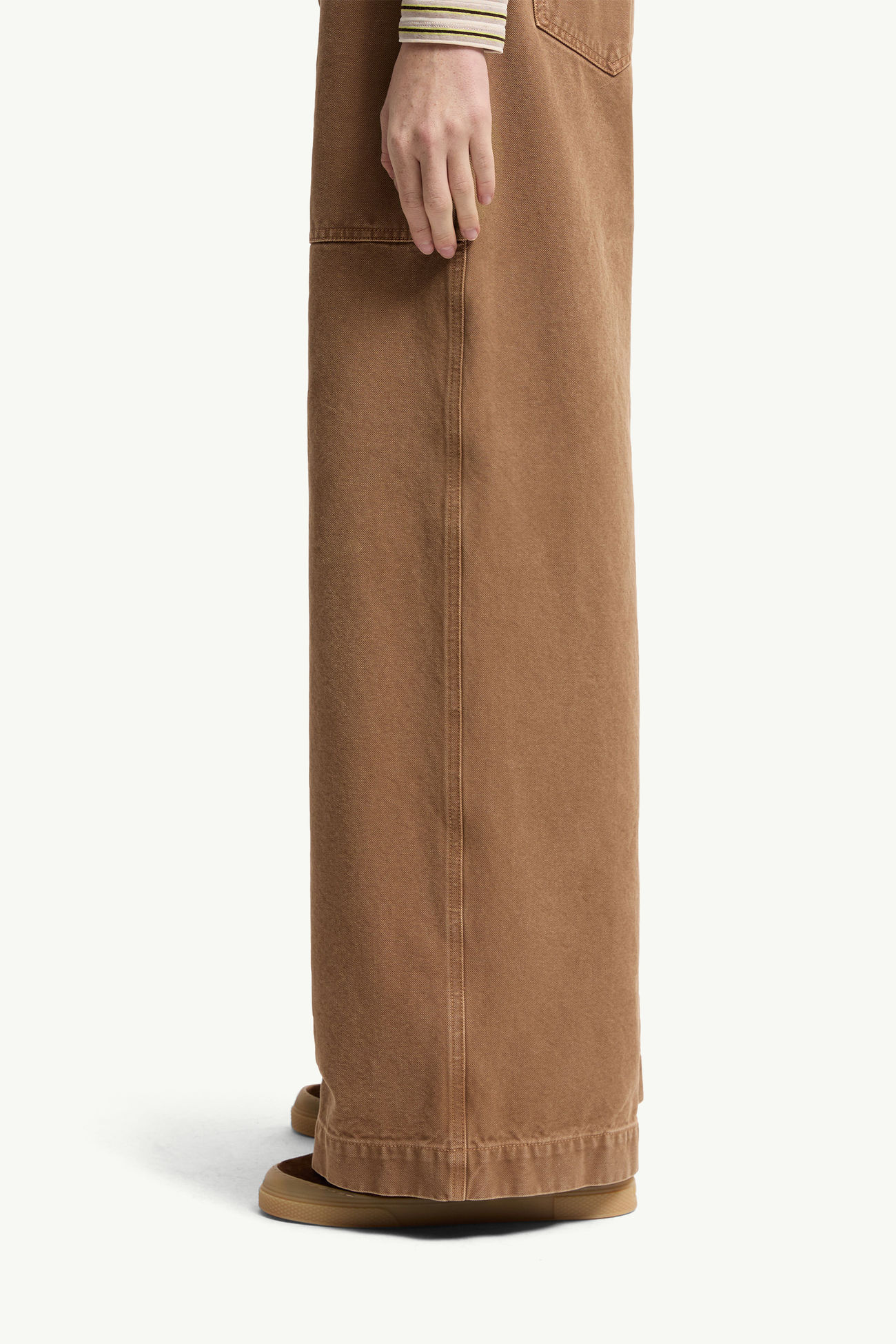 Baumwollhose mit Leder-Logo Damen Braun Moncler 1