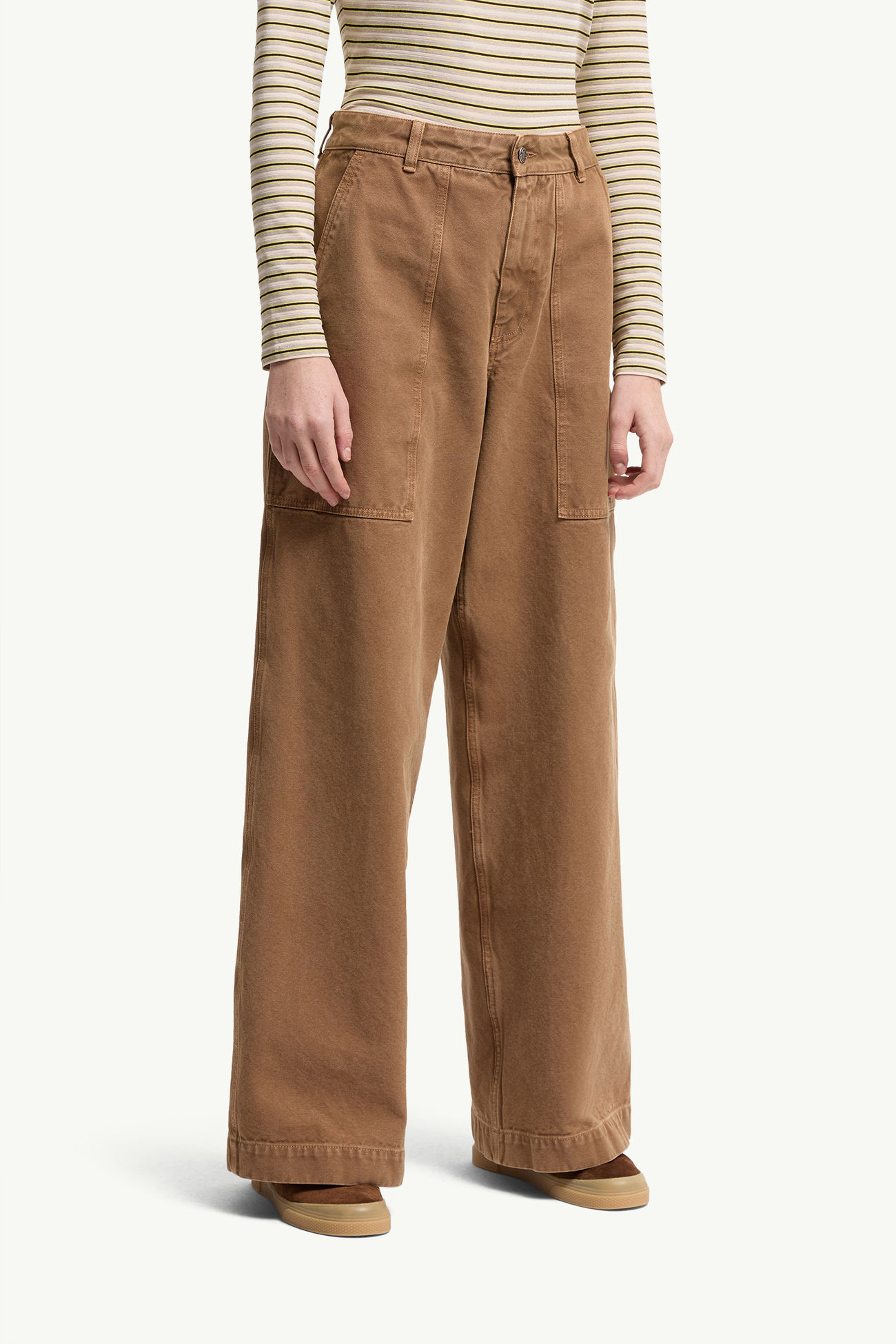 Baumwollhose mit Leder-Logo Damen Braun Moncler 3