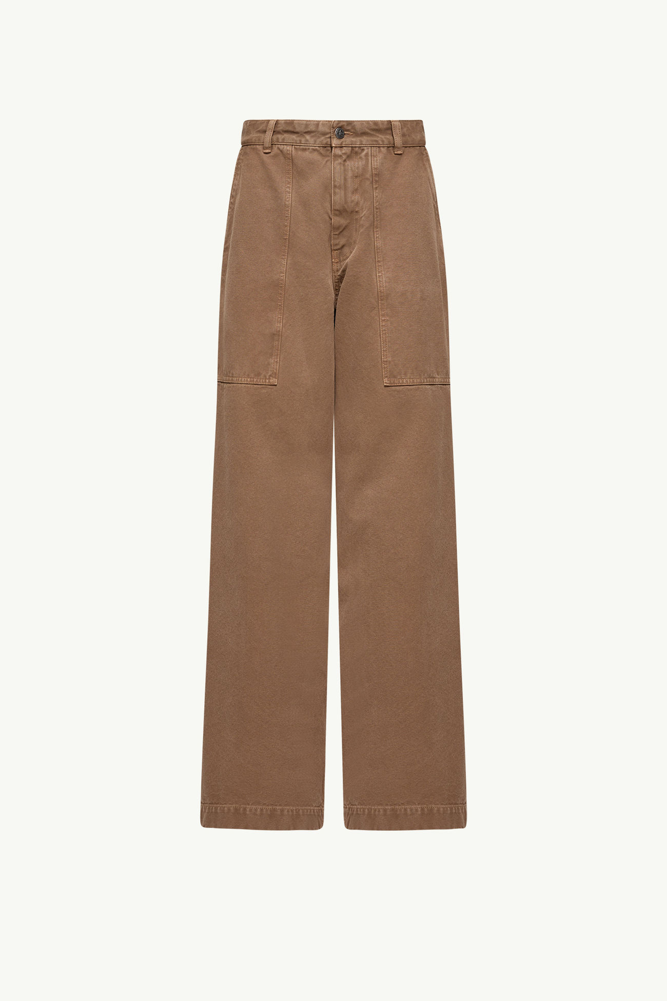 Pantalon en coton à logo en cuir Femmes Marron Moncler 2