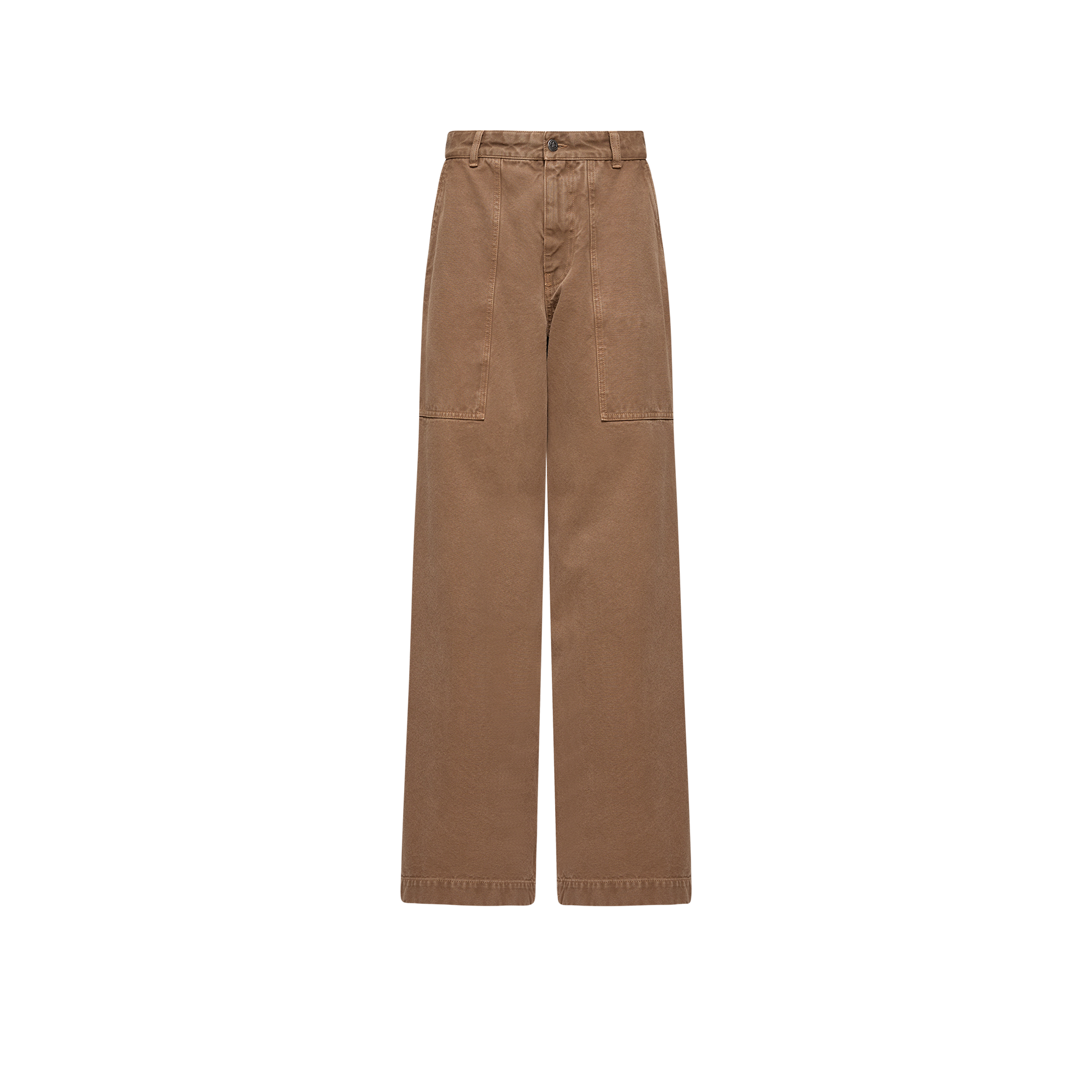 Moncler   Leather Logo Cotton Trousers for Women in Brown, Size: 42