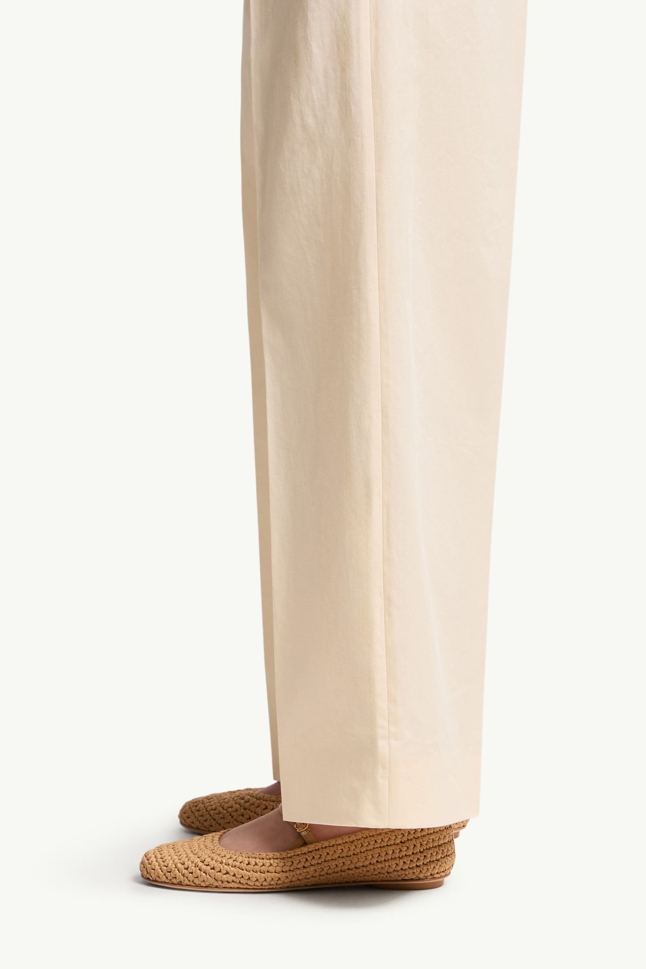 Pantaloni sartoriali a gamba ampia in gabardine di cotone Donna Bianco Avorio Moncler 1