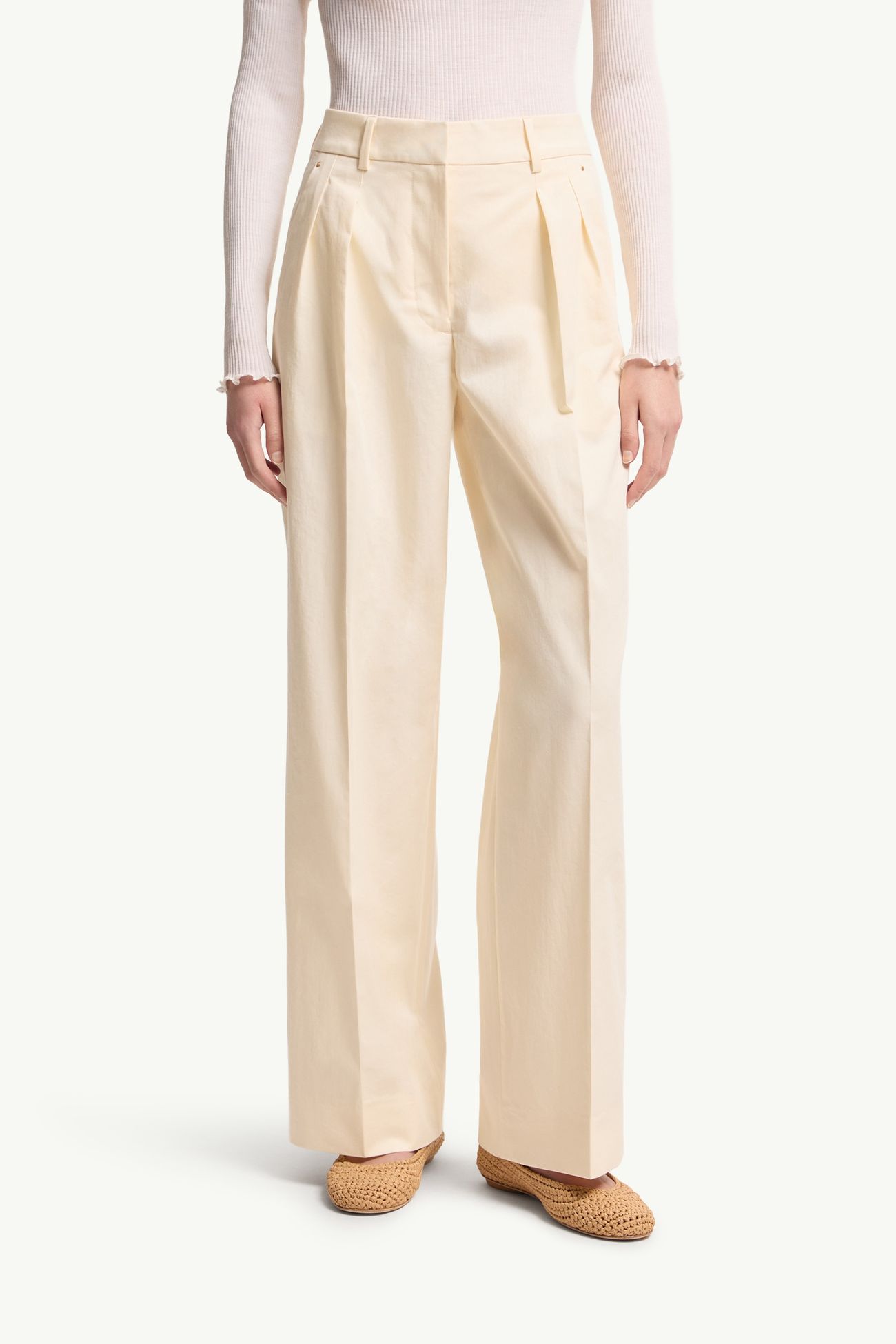 Pantalon ample en gabardine de coton Femmes Blanc Ivoire Moncler 3