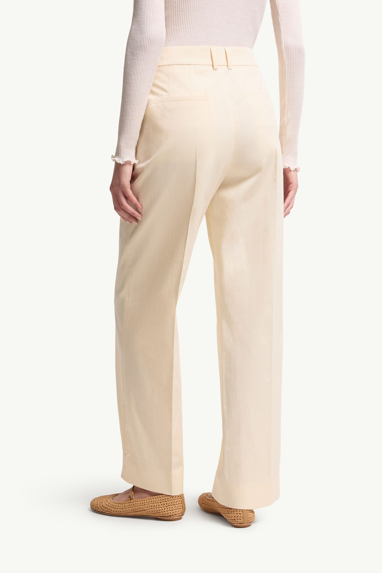 Cotton Gabardine Wide-Leg Tailored Pants Women White Ivory Moncler 4
