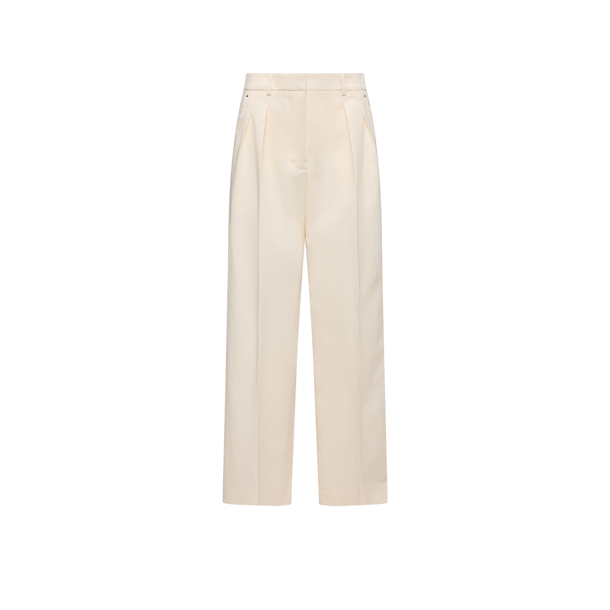 Moncler   Cotton Gabardine Wide-Leg Tailored Trousers for Women in White, Size: 42