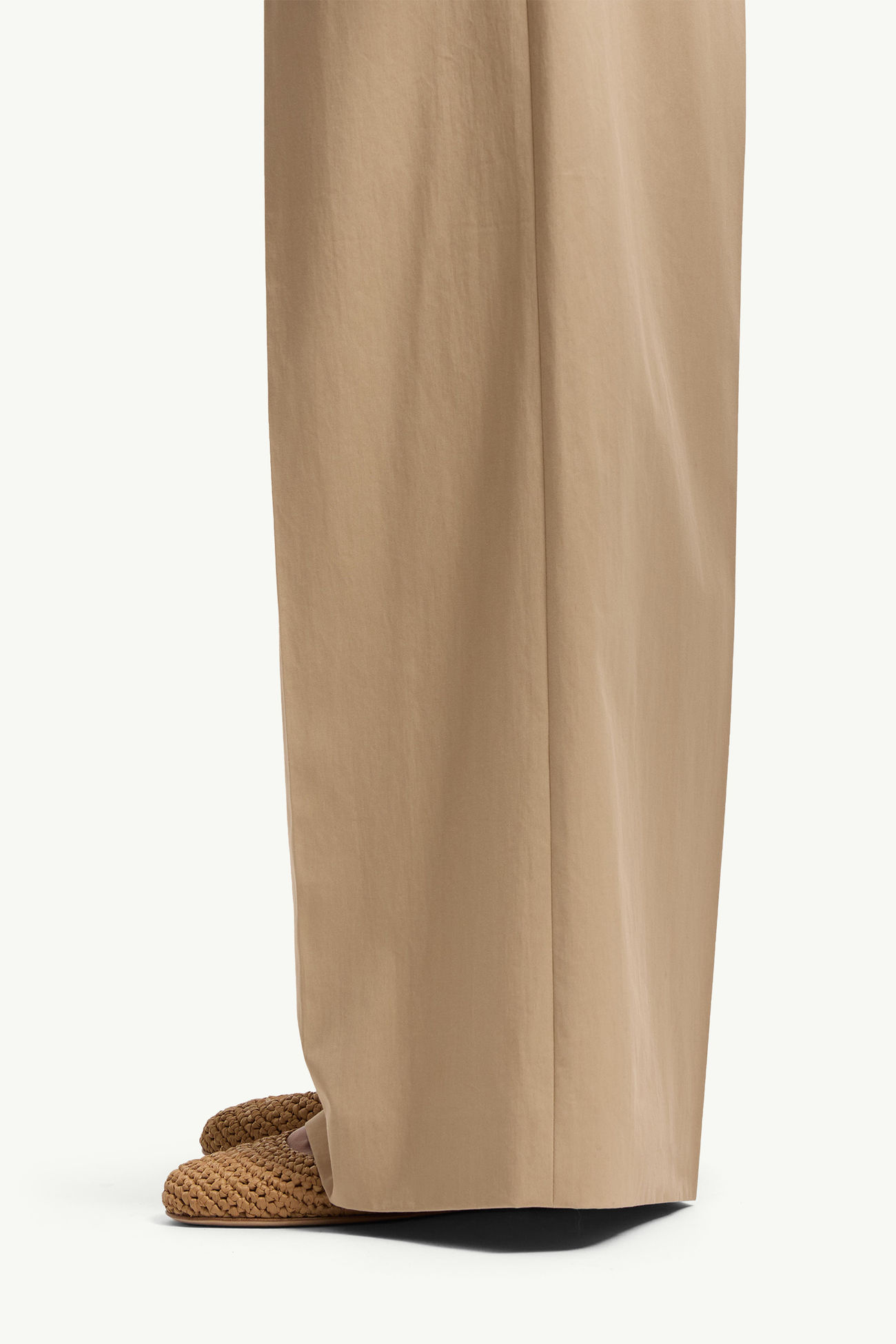 Cotton Gabardine Wide-Leg Tailored Trousers Women Beige Moncler 1