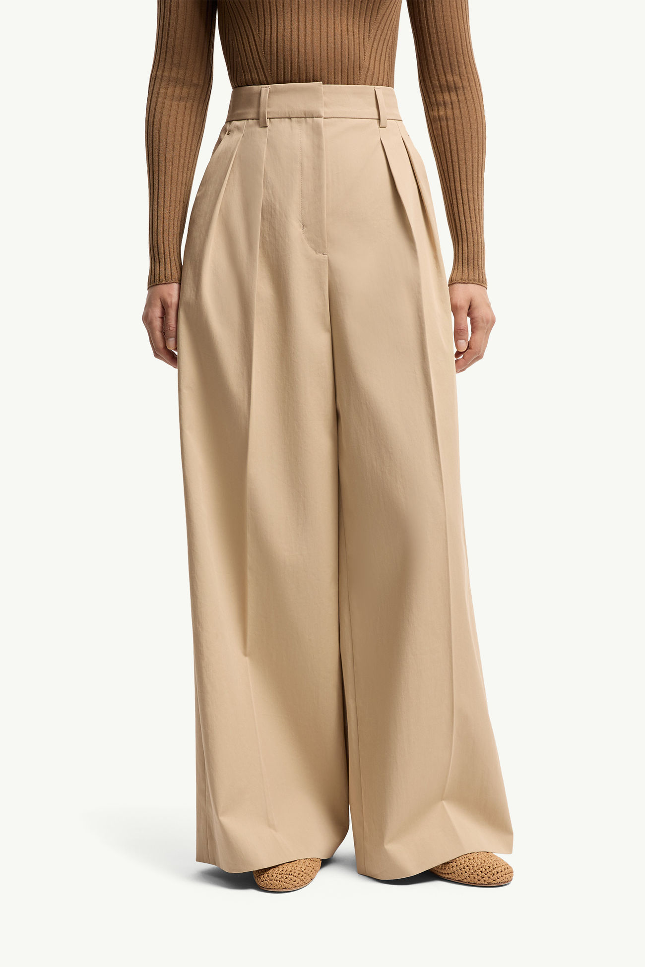 Weite Anzughose aus Baumwollgabardine Damen Beige Moncler 3