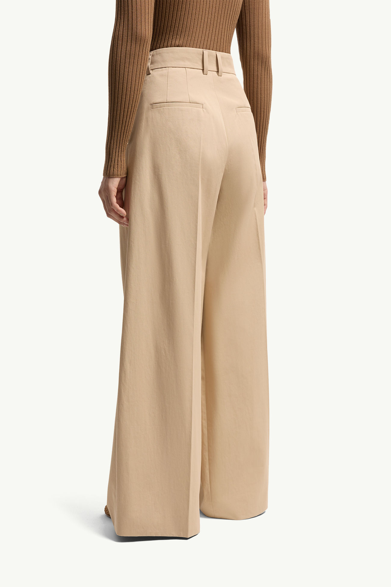 Weite Anzughose aus Baumwollgabardine Damen Beige Moncler 4