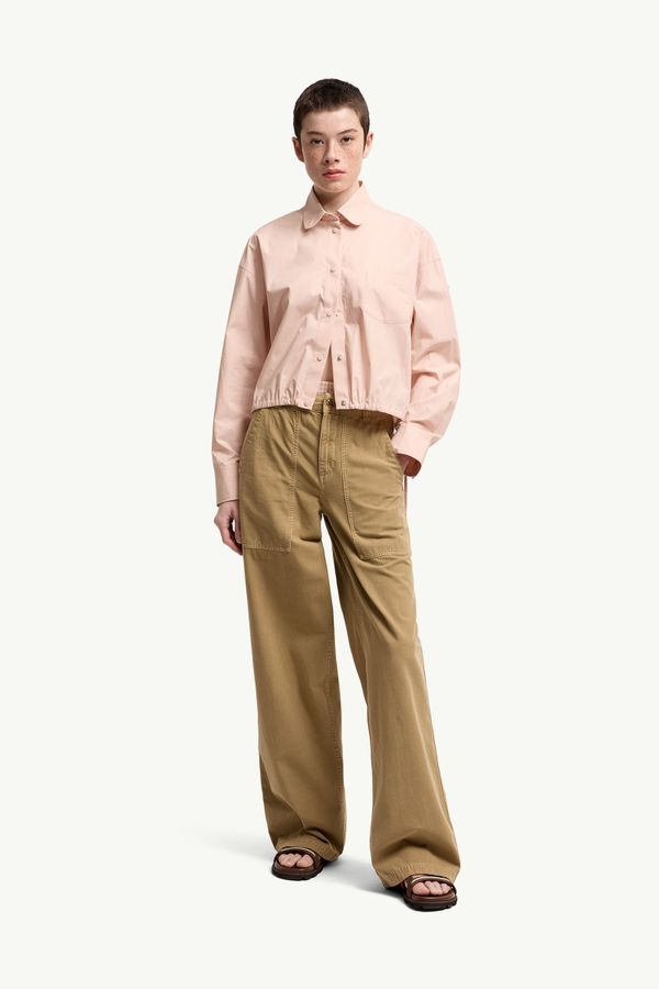 Pantalones de pernera ancha de algodón Mujer Beige Moncler 0