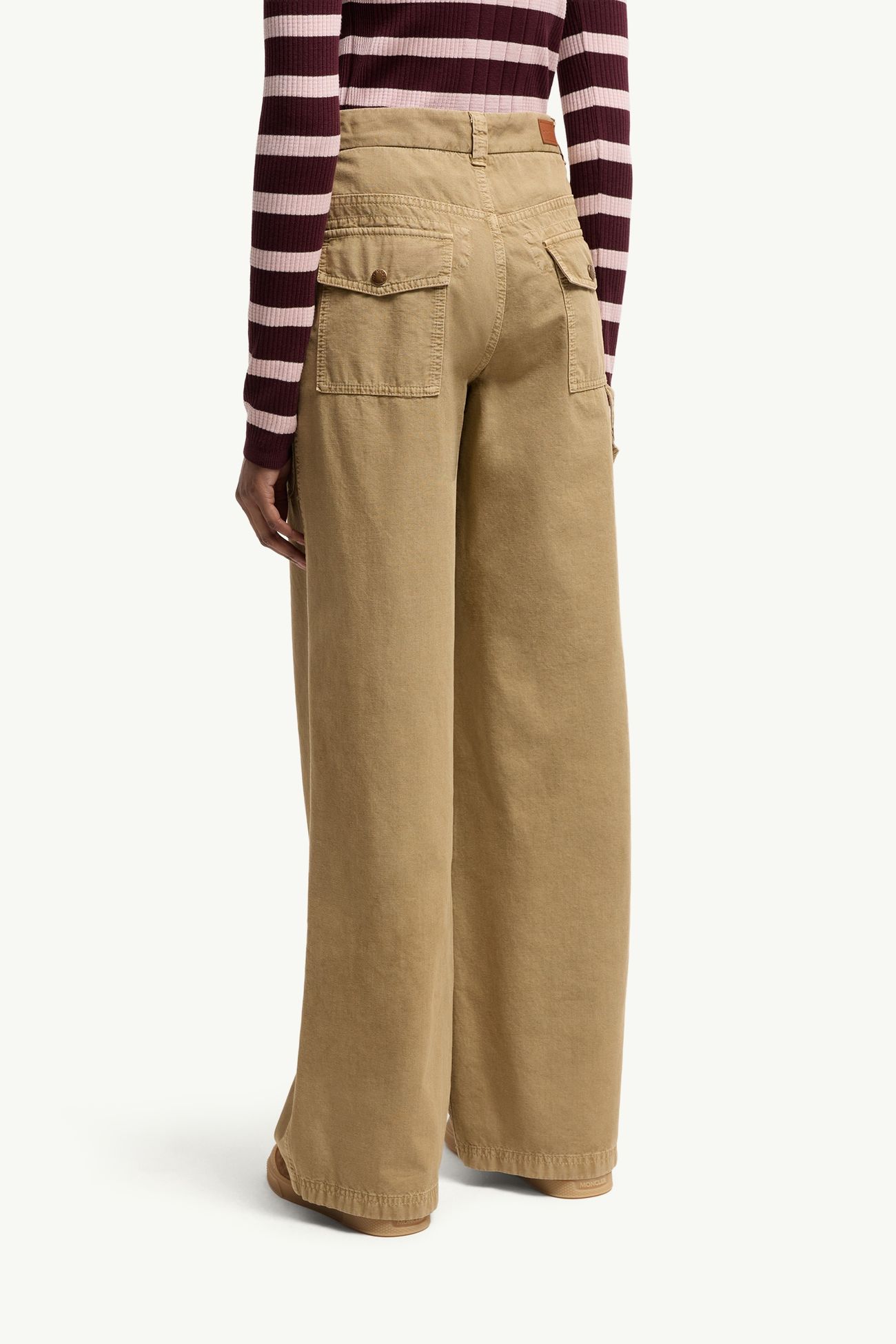 Pantaloni a gamba ampia in cotone Donna Beige Moncler 4