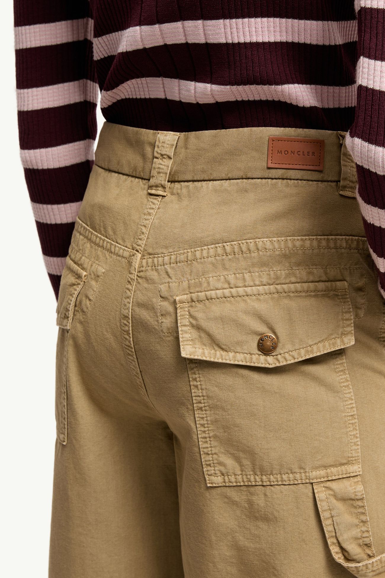 Pantalones de pernera ancha de algodón Mujer Beige Moncler 5