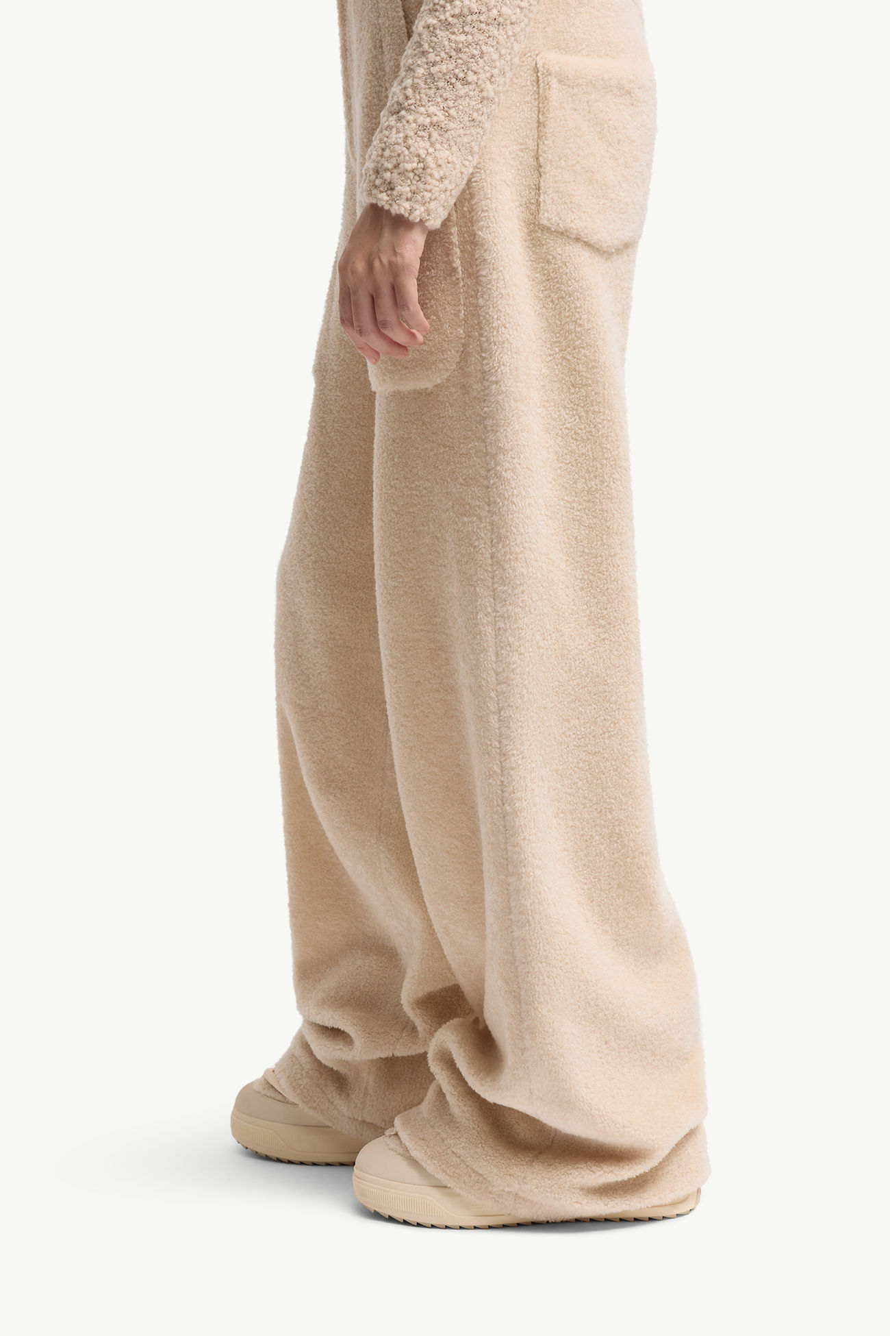 Pantalones de pernera ancha efecto peluche Mujer Blanco Marfil Moncler 1