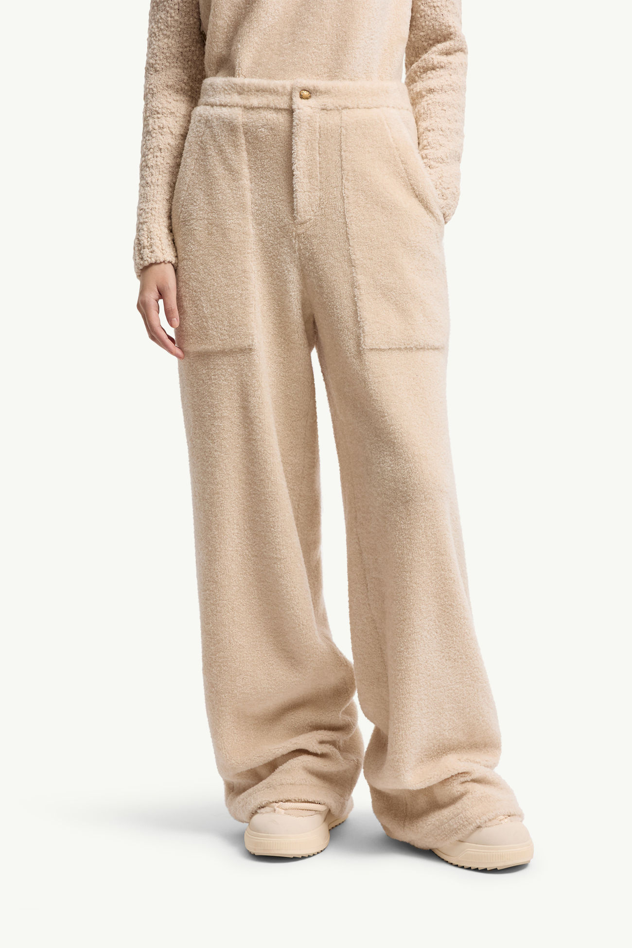 Teddy Wide Leg Trousers Women White Ivory Moncler 3