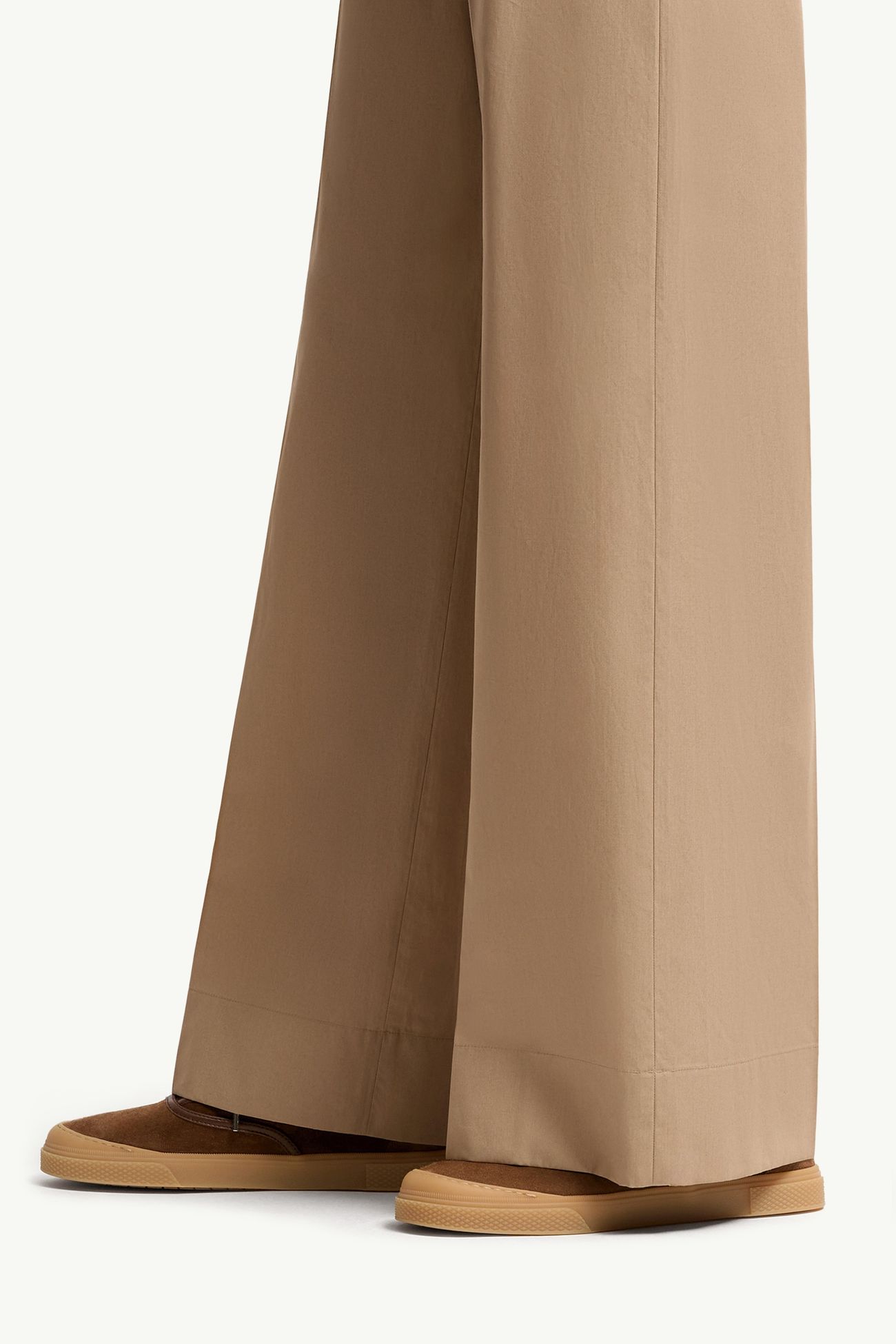 Pantalon en popeline de coton Femmes Beige Moncler 1