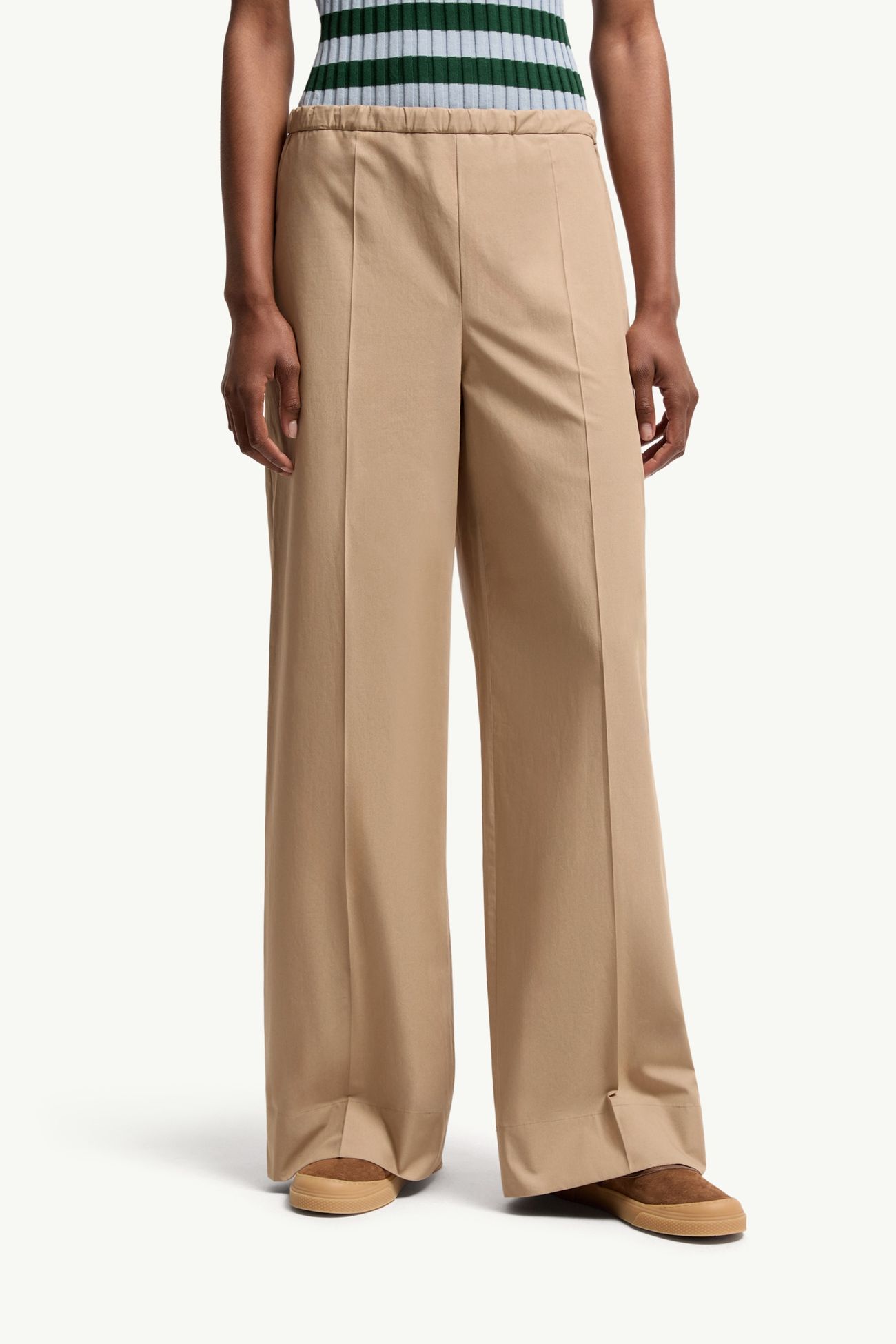 Cotton Poplin Trousers Women Beige Moncler 3