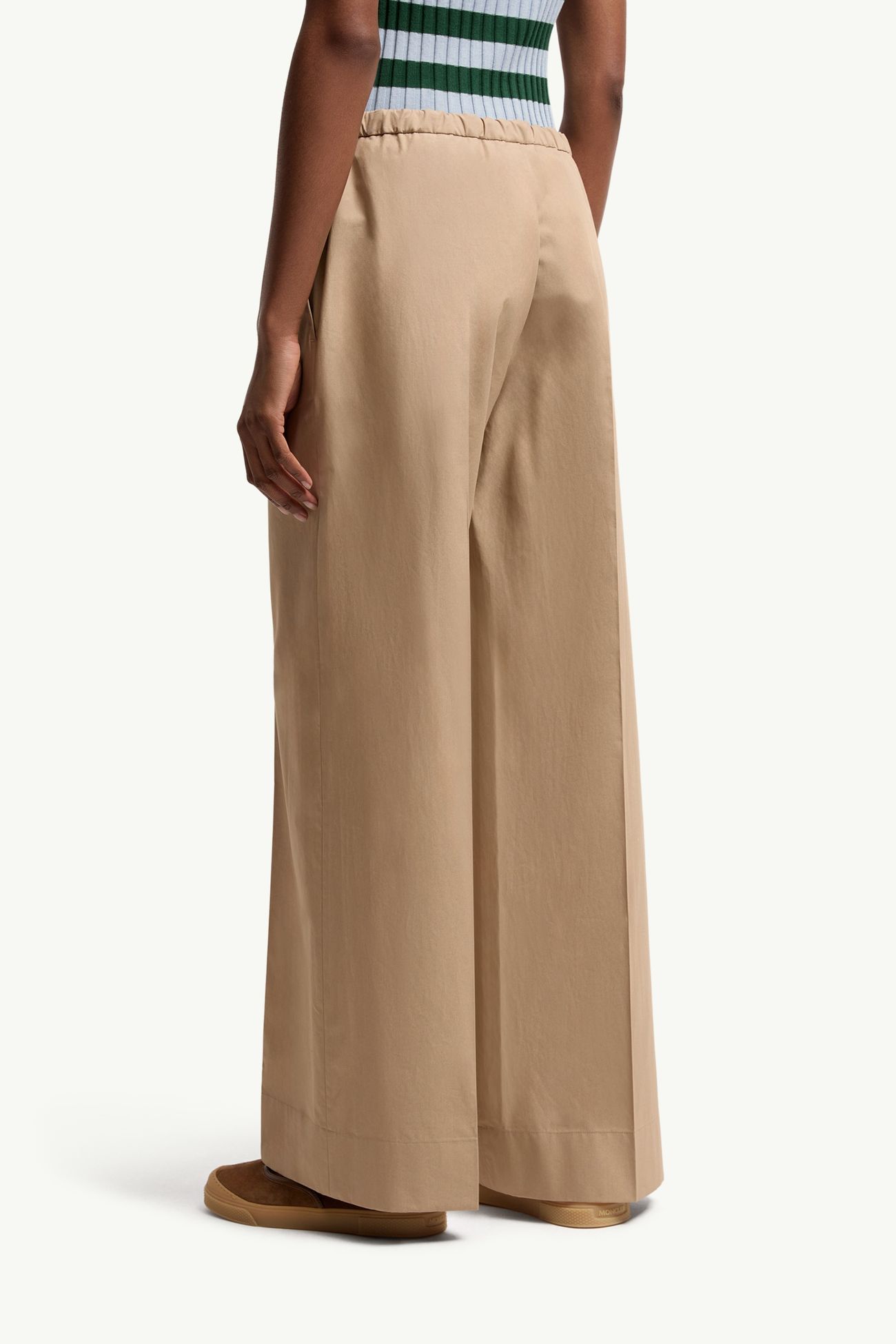 Pantaloni in Popeline di Cotone Donna Beige Moncler 4