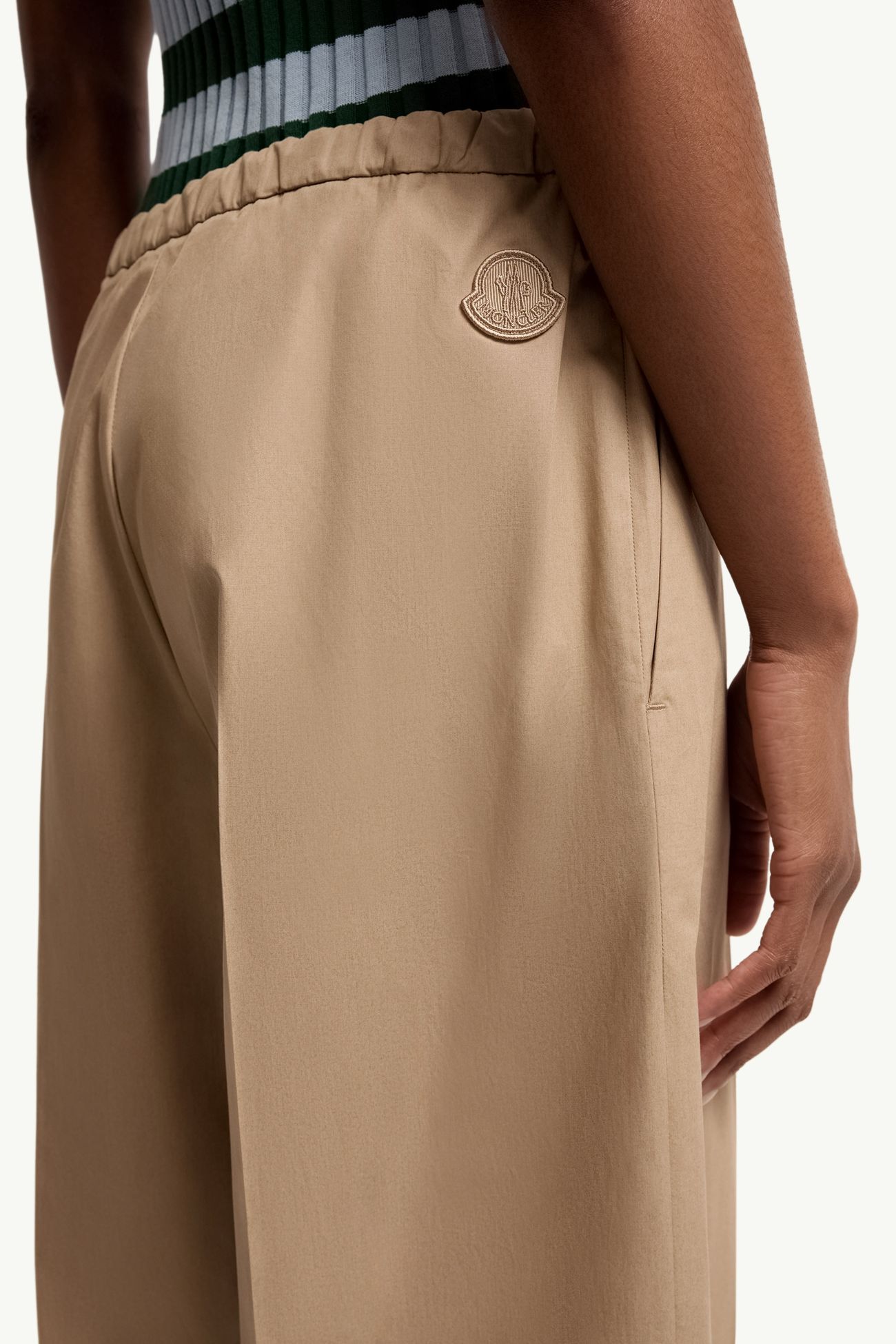 Cotton Poplin Trousers Women Beige Moncler 5