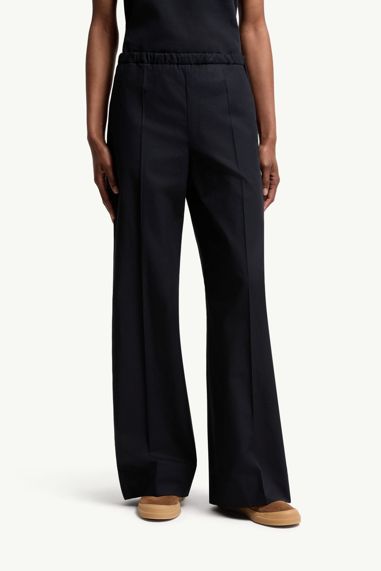 Pantaloni in Popeline di Cotone Donna Blu Navy Moncler 3