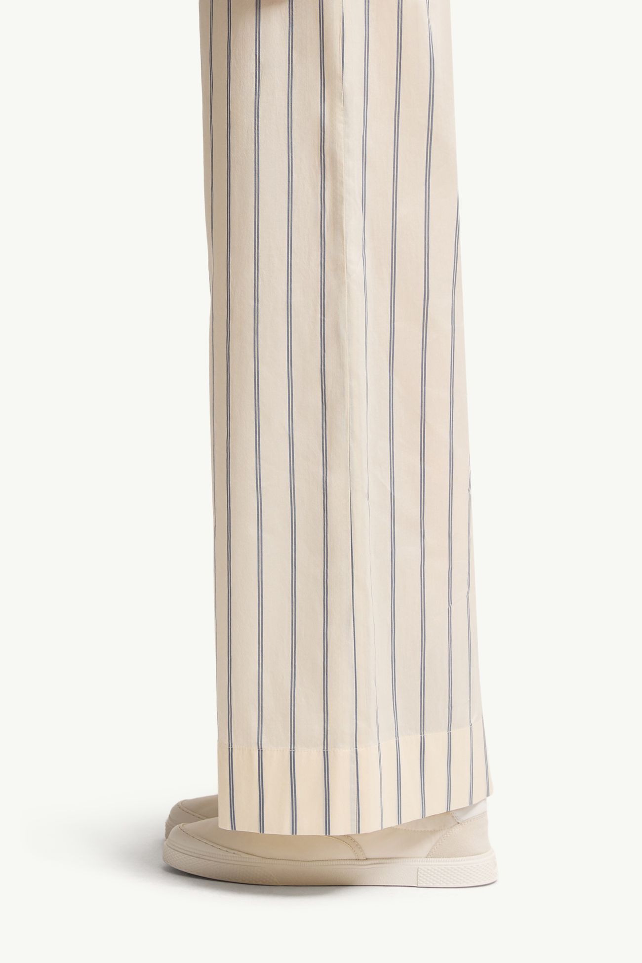 Pantalon rayé en coton et soie Femmes Blanc Moncler 1