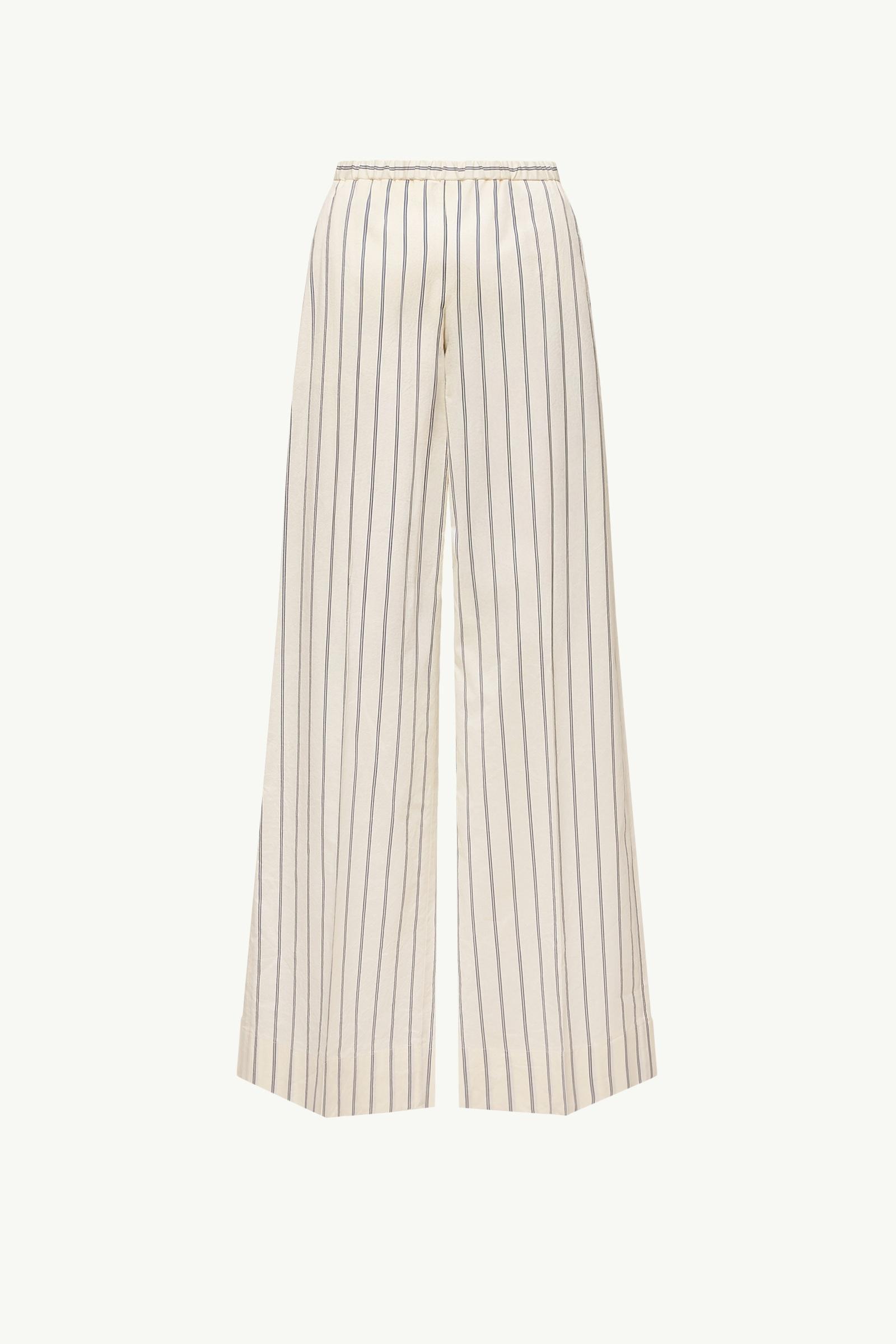 Pantalon rayé en coton et soie Femmes Blanc Moncler, 1 of 0