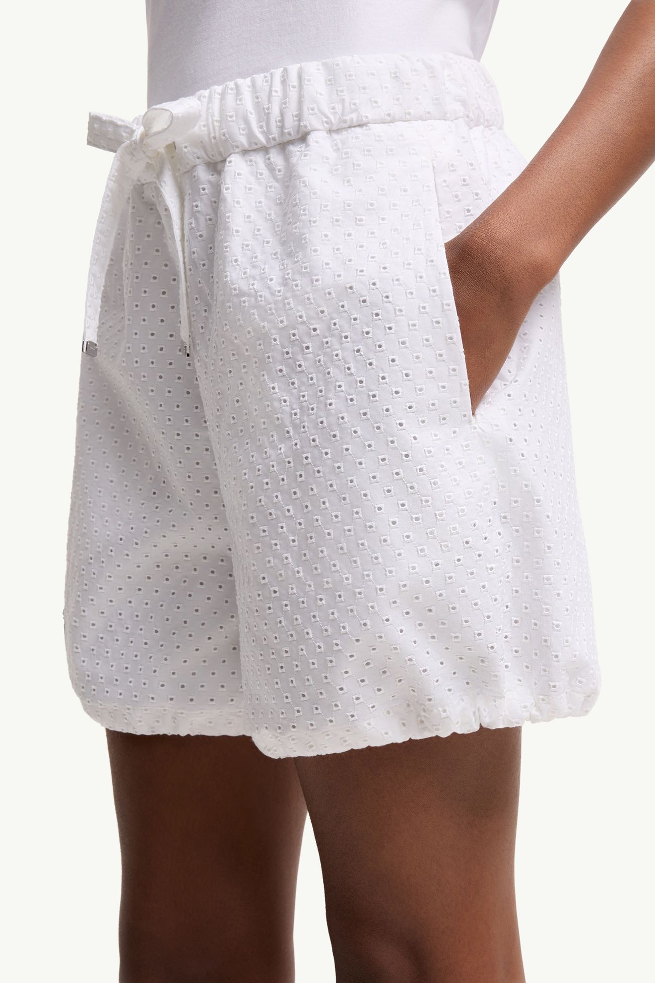 Shorts de popelina de algodón y San Gallo Mujer Blanco Moncler 1