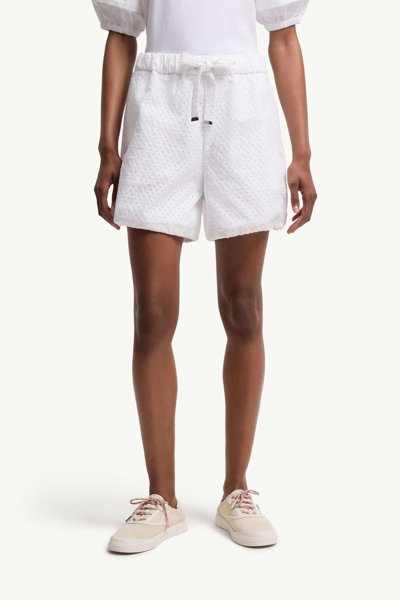 Shorts de popelina de algodón y San Gallo Mujer Blanco Moncler 3
