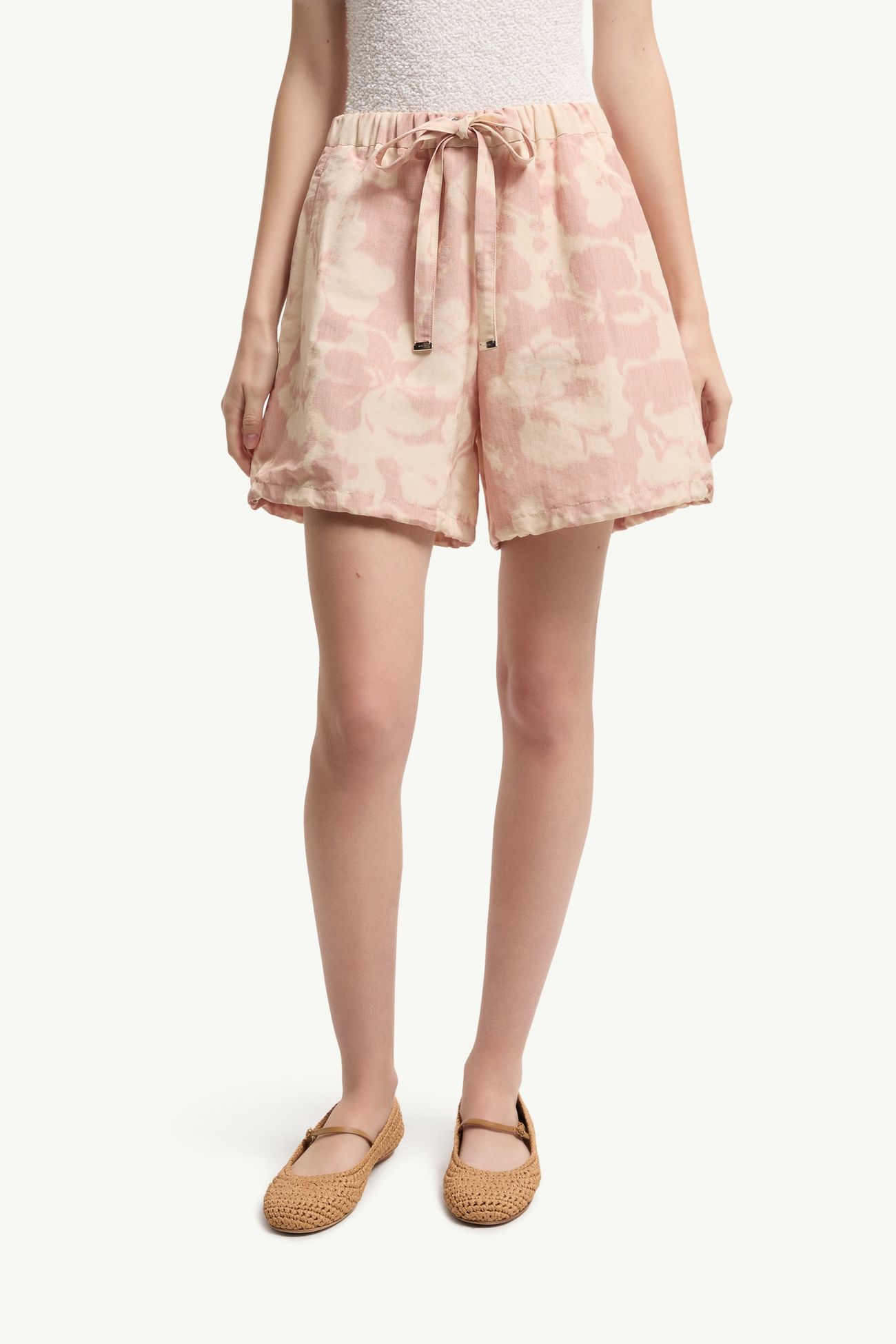 Shorts aus Chiné mit Blumenprint Damen Weiß & Pink Moncler 3