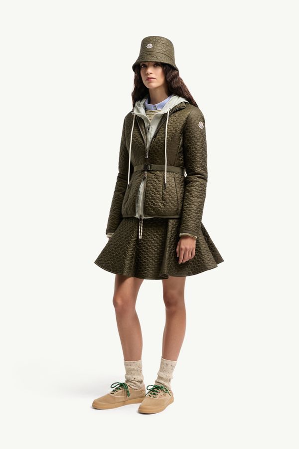 플로럴 퀼팅 패딩 미니 스커트 여성 올리브 그린 Moncler 0