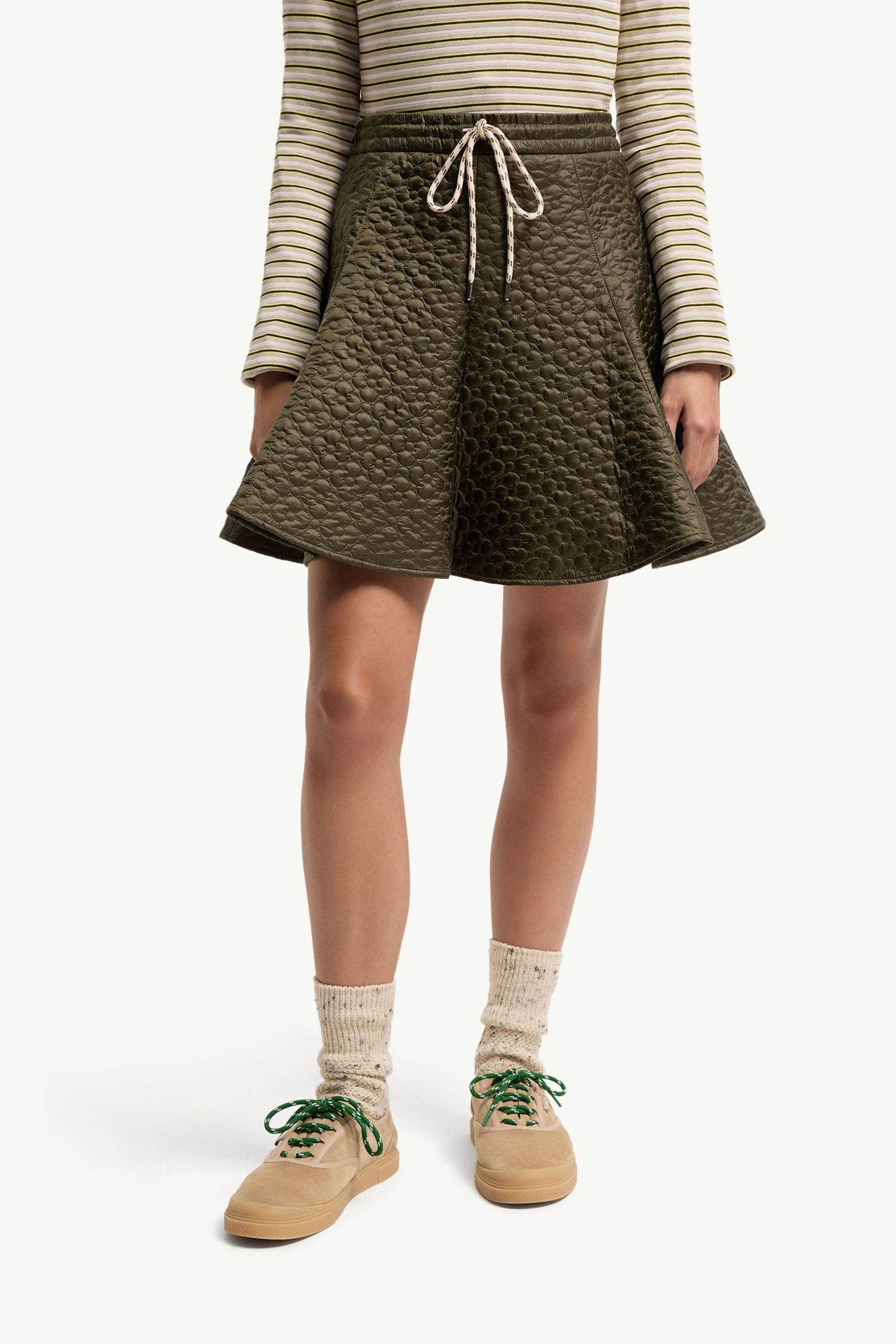 Mini-jupe à matelassage floral Femmes Vert Olive Moncler 3