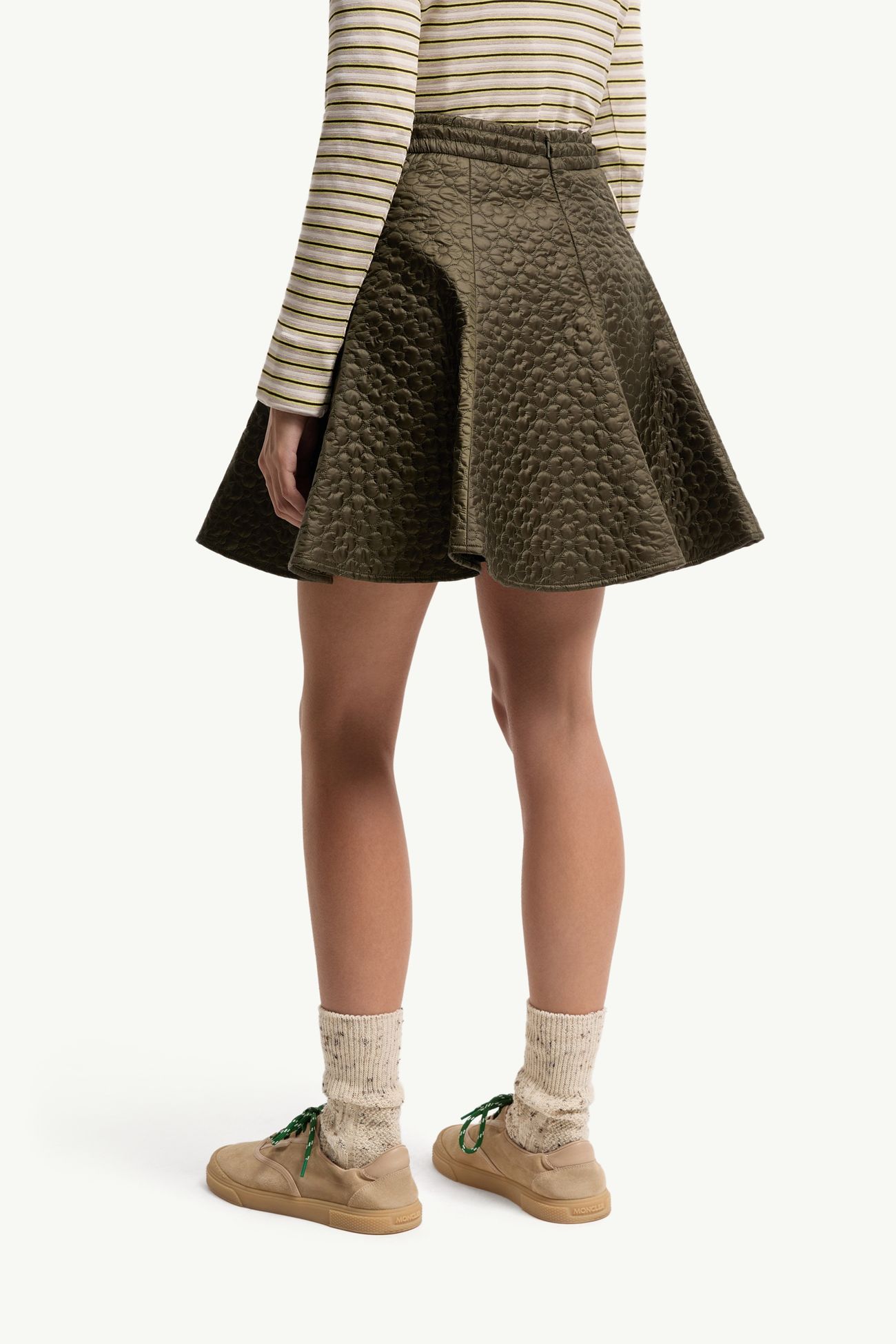 Floral-Quilted Padded Mini Skirt Women Olive Green Moncler 4