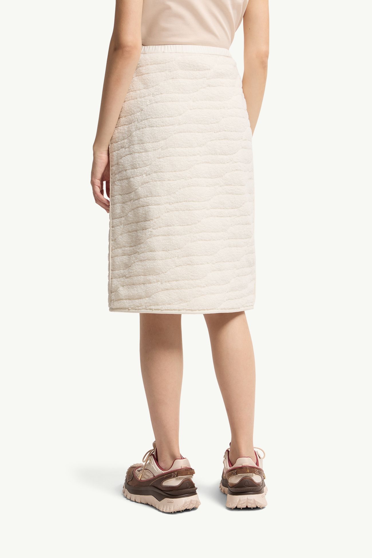 Gonna Imbottita Al Ginocchio In pile effetto Teddy Donna Bianco Moncler 4