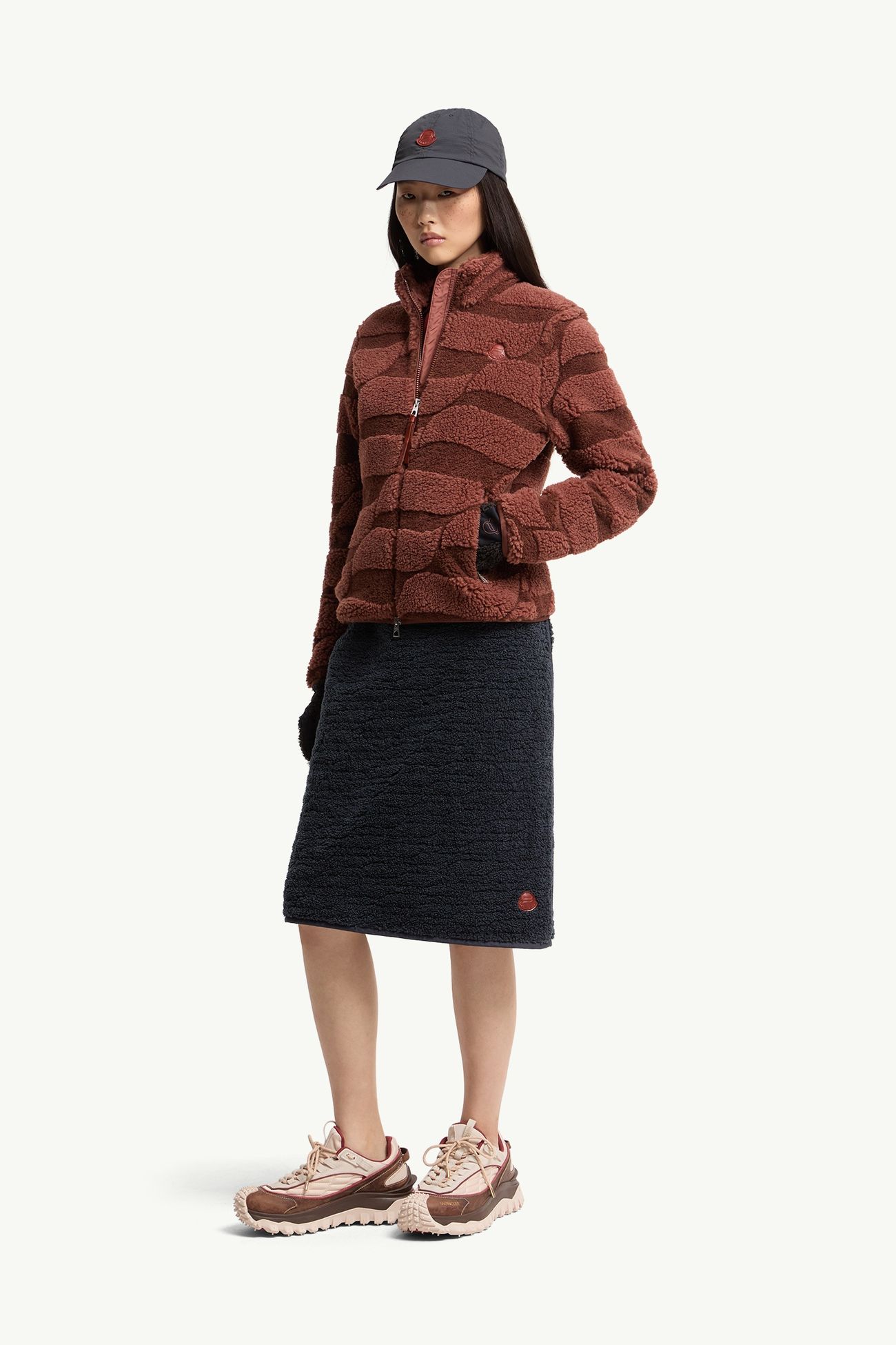 Knielanger gepolsterter Teddy-Rock Damen Navyblau Moncler 0