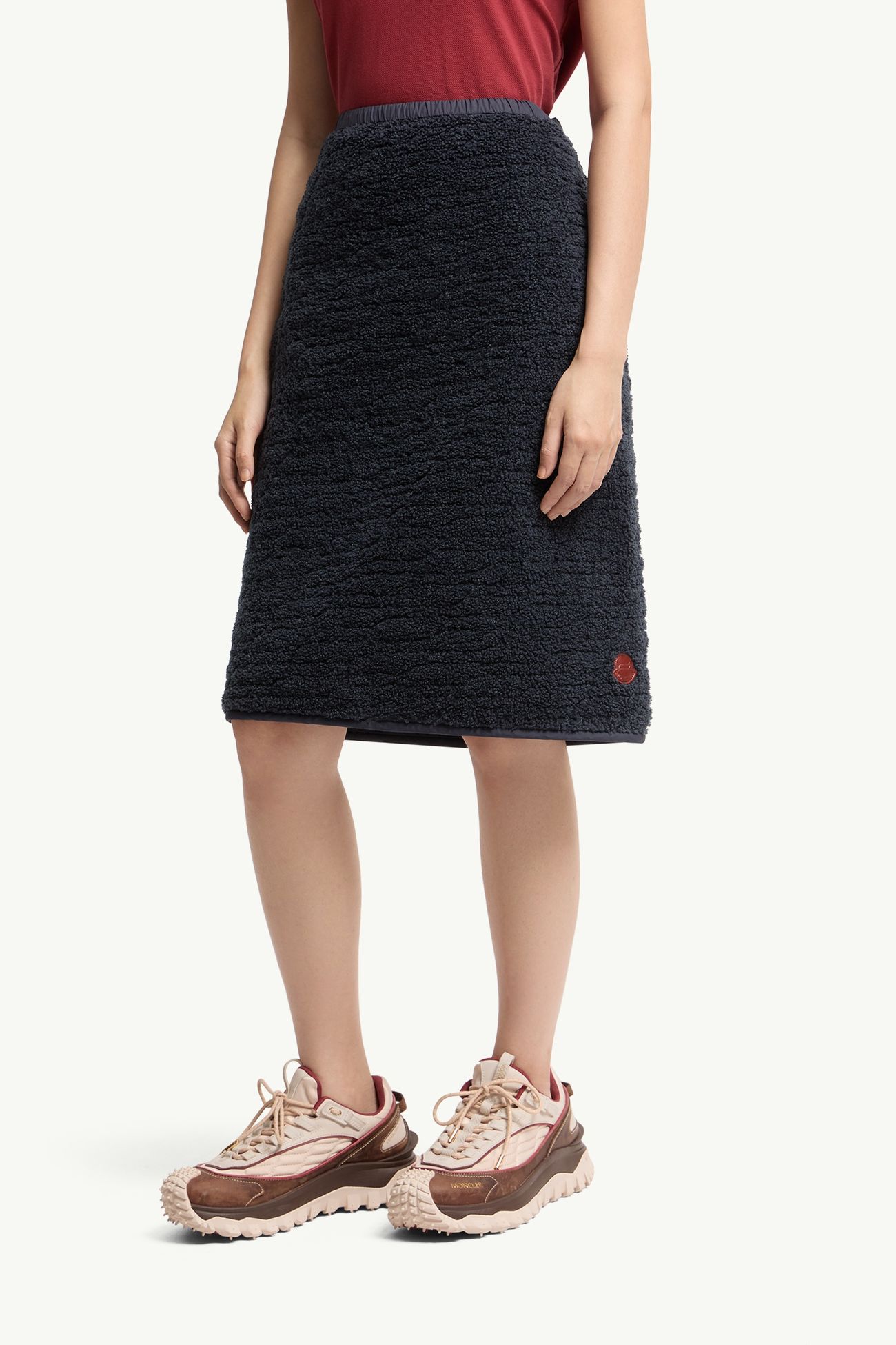 Jupe matelassée longueur genou en teddy Femmes Bleu marine Moncler 3