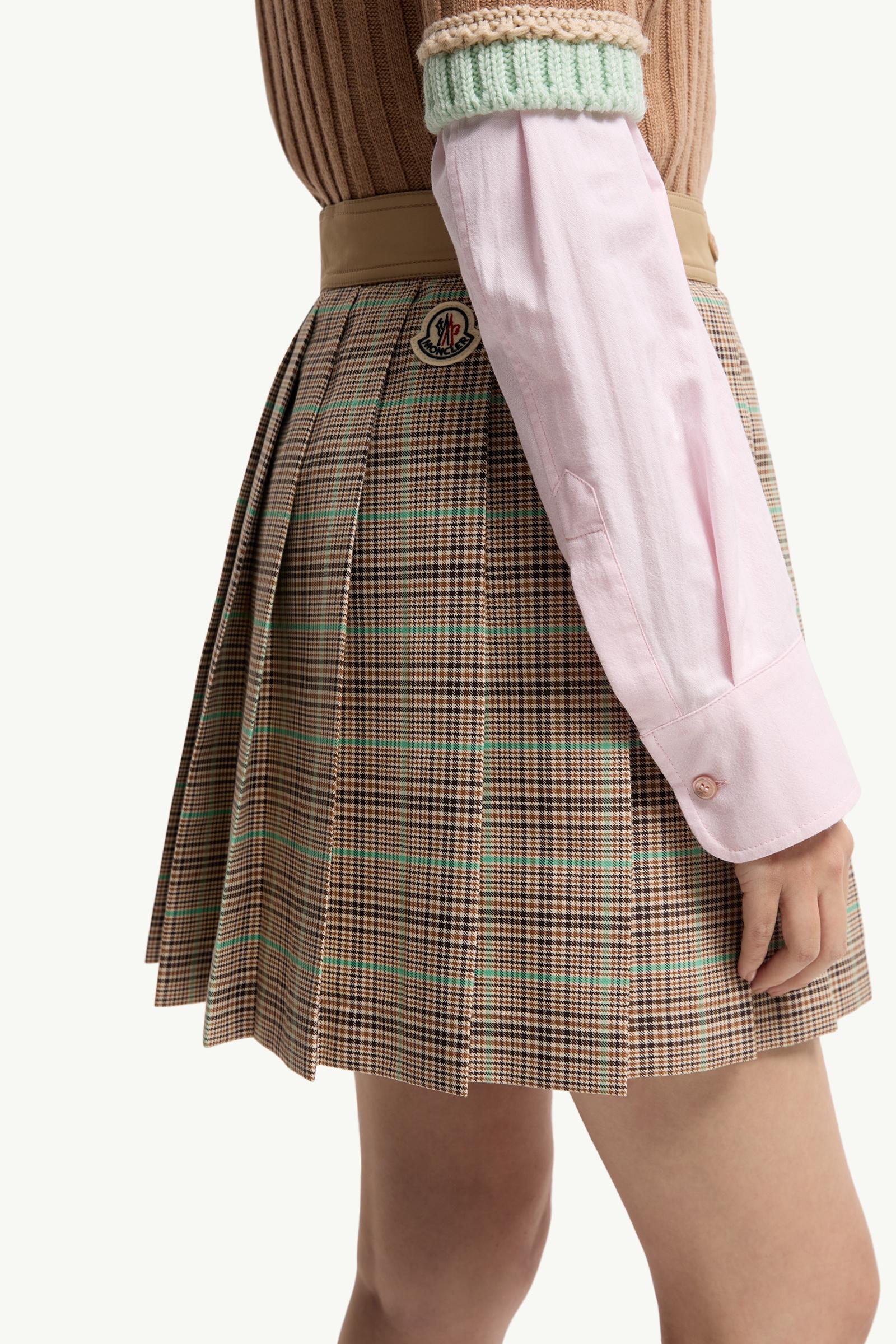 Light Brown Checked Pleated Mini Skirt - Skirts for Women | Moncler US