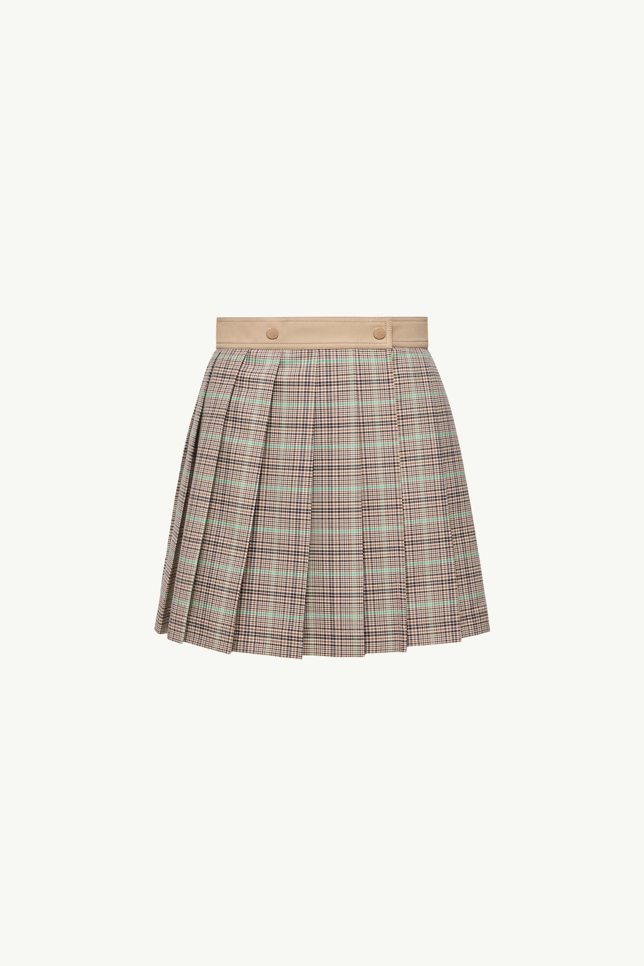 Checked Pleated Mini Skirt Women Light Brown Moncler 2