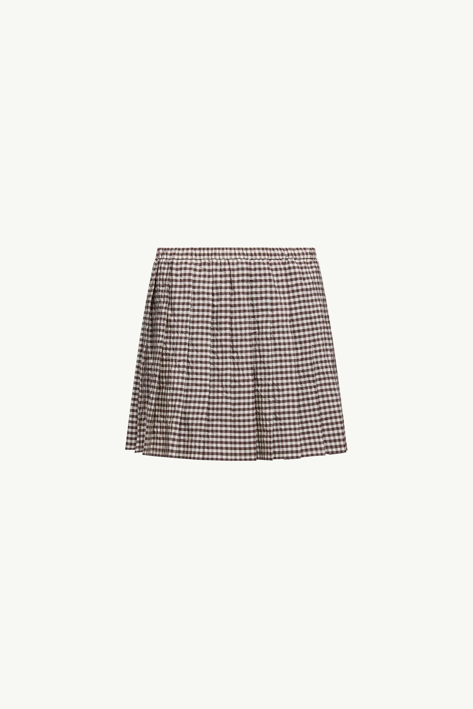Vichy Cotton Blend Pleated Mini Skirt Women White & Brown Moncler, 1 of 0