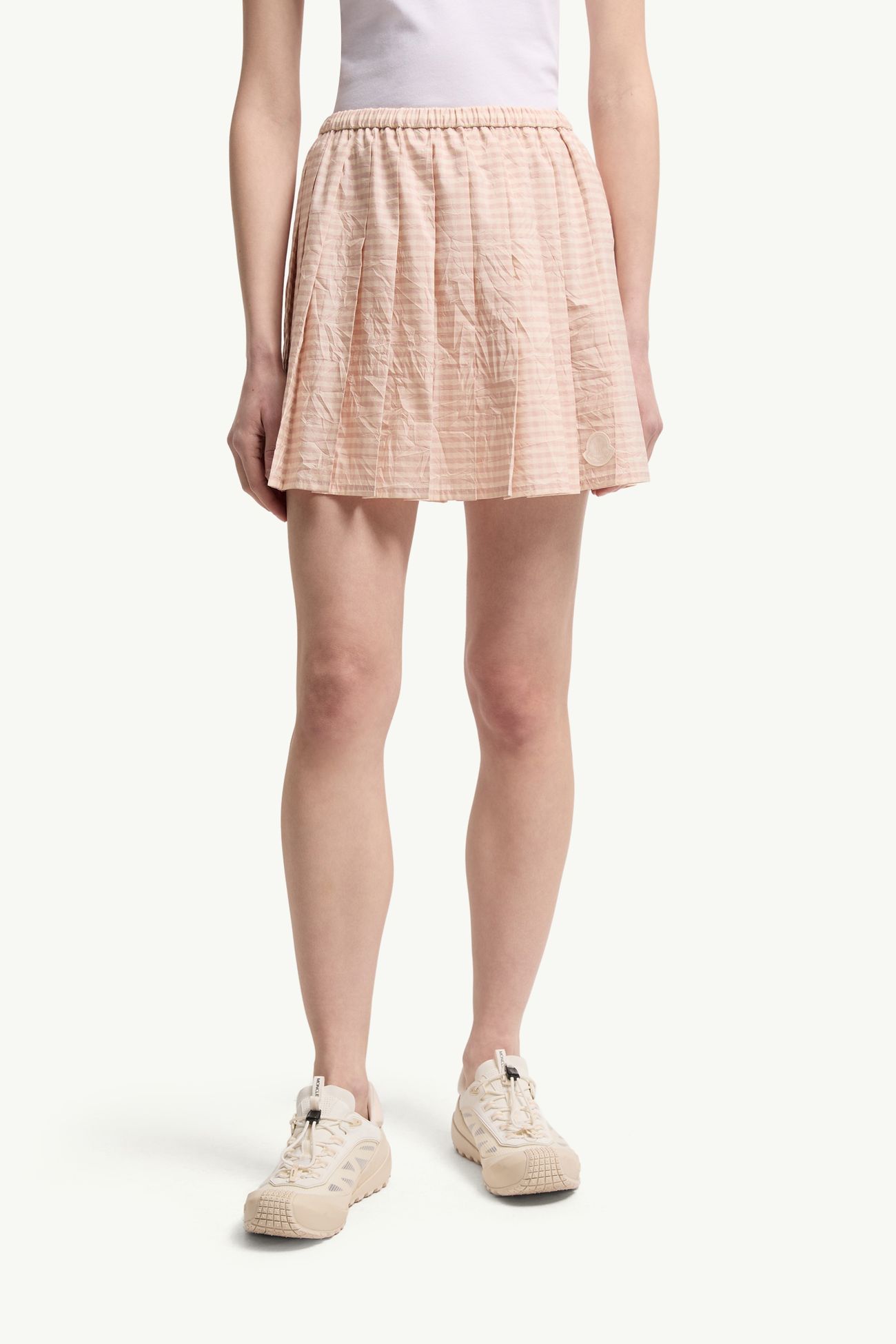 Minifalda plisada de mezcla de algodón con motivo vichy Mujer Rosado claro Moncler 3