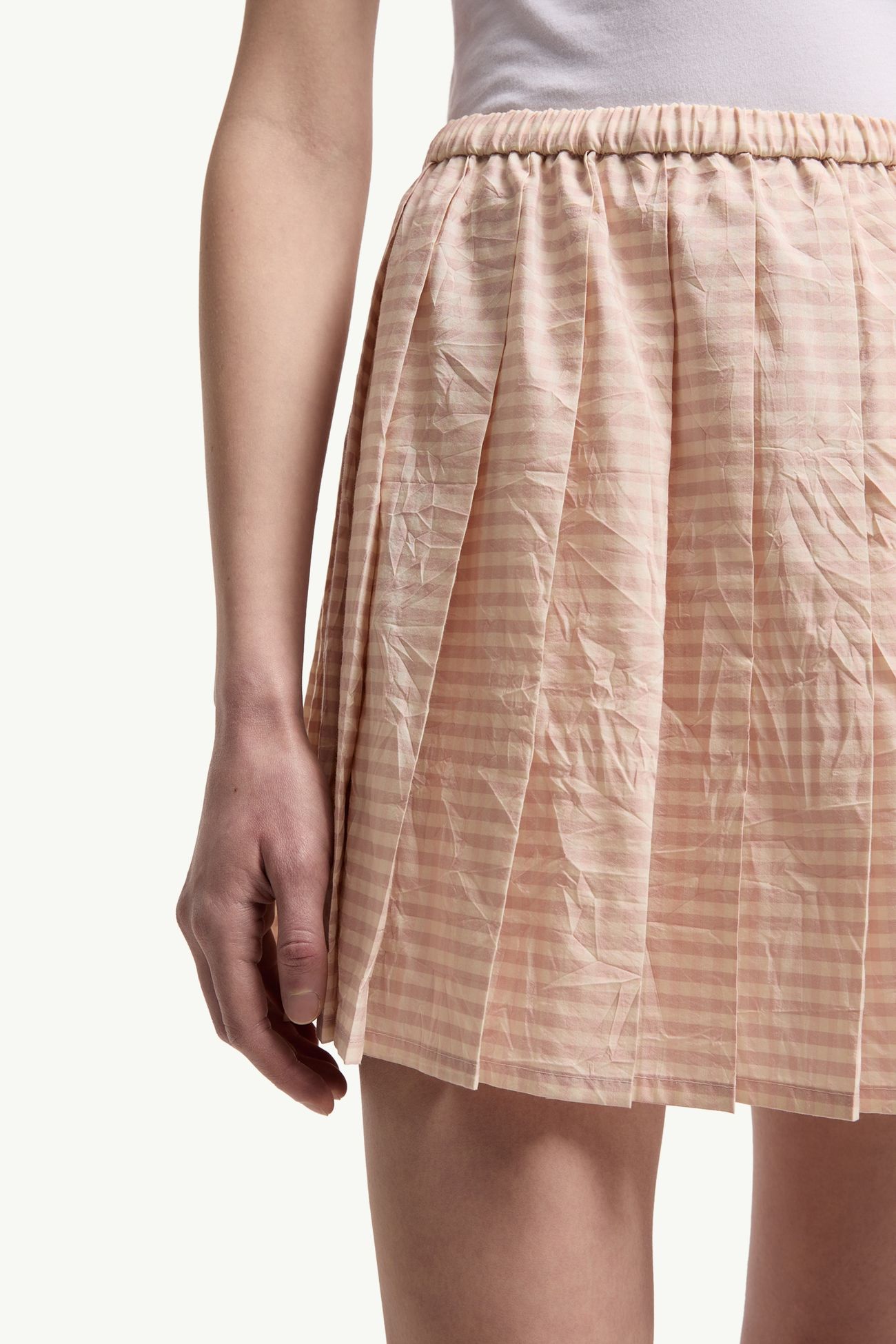 Vichy Cotton Blend Pleated Mini Skirt Women Light Pink Moncler 5