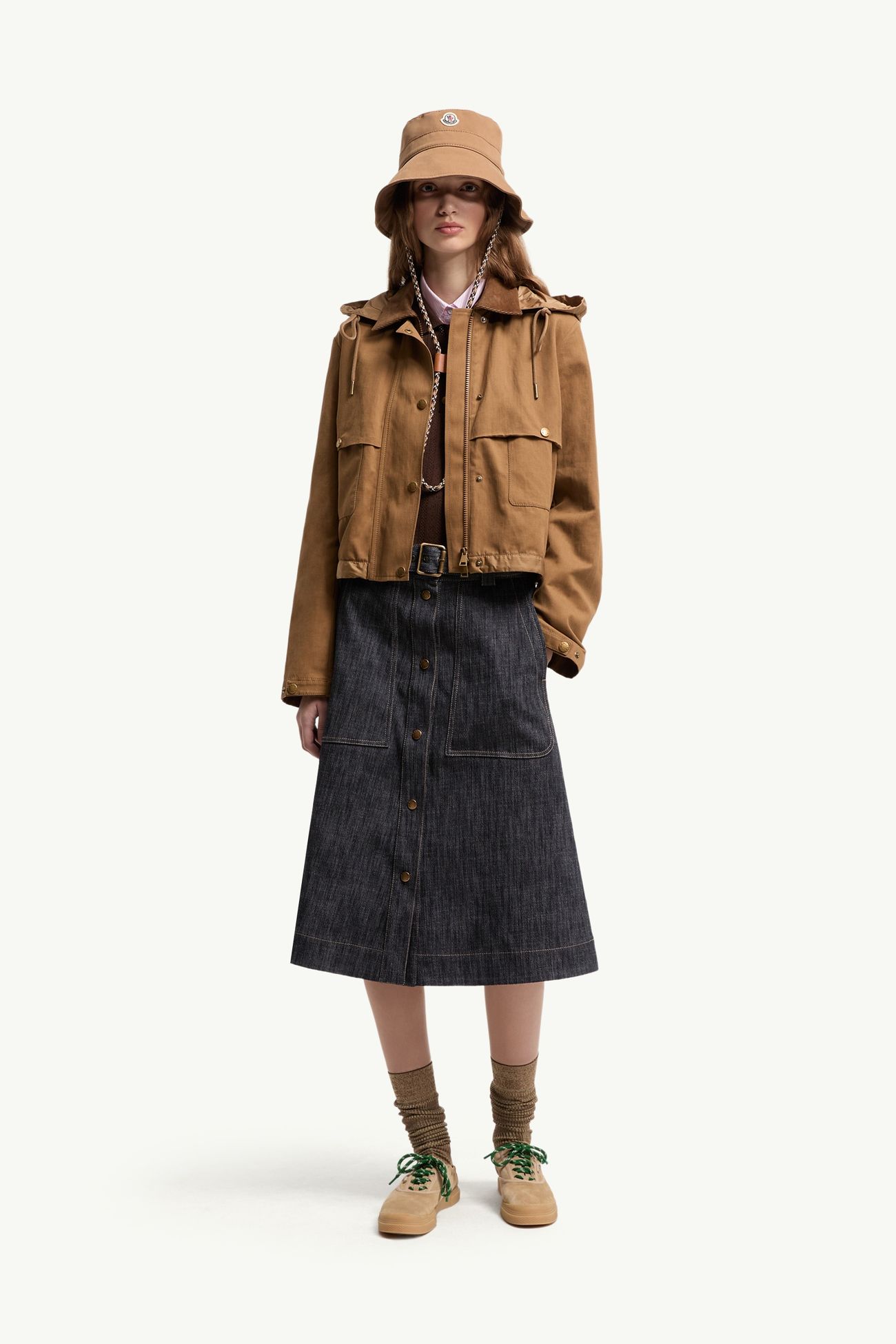 Denim Knee-Length Skirt Women Denim Blue Moncler 0