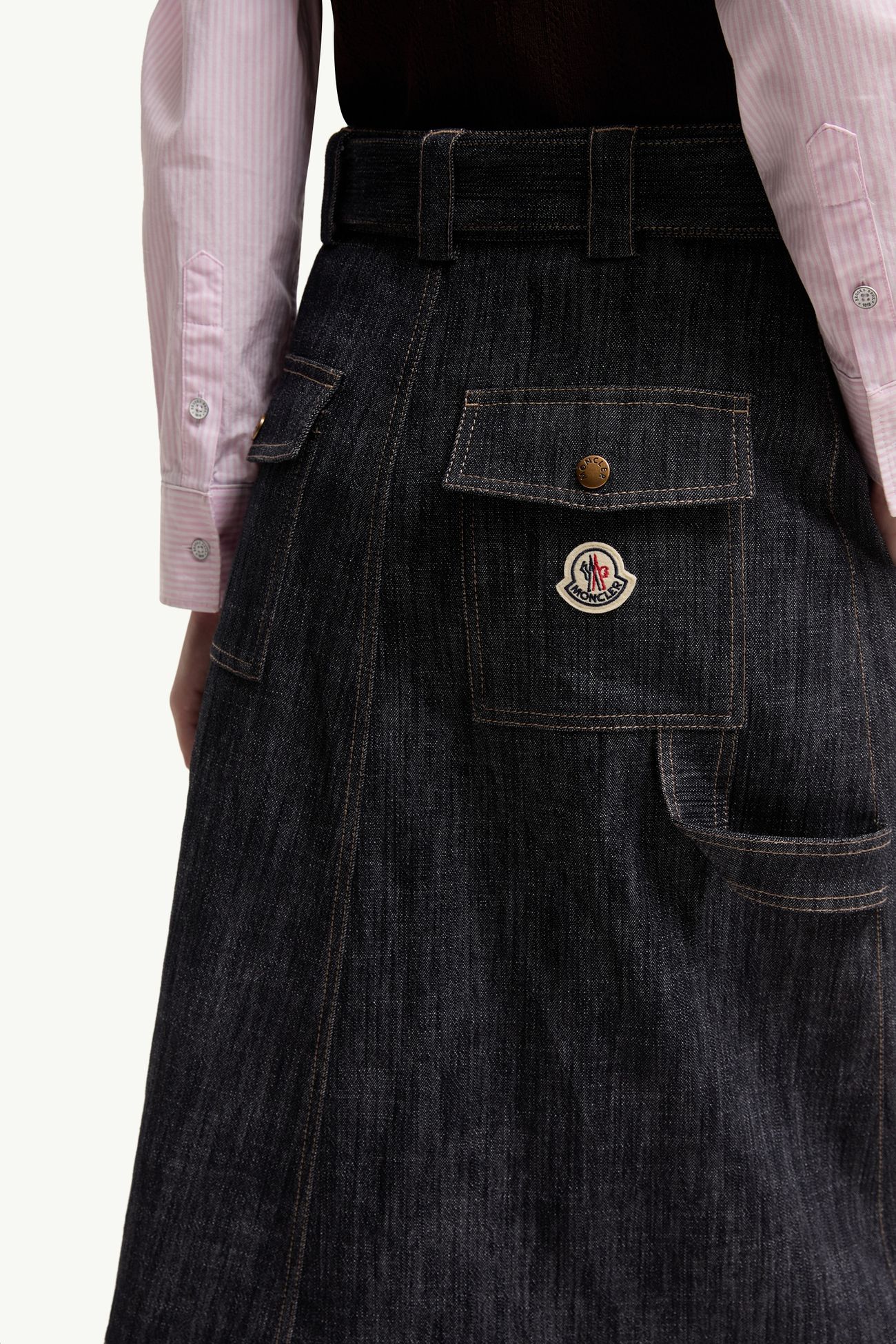 Jupe longueur genou en denim Femmes Bleu Jean Moncler 5