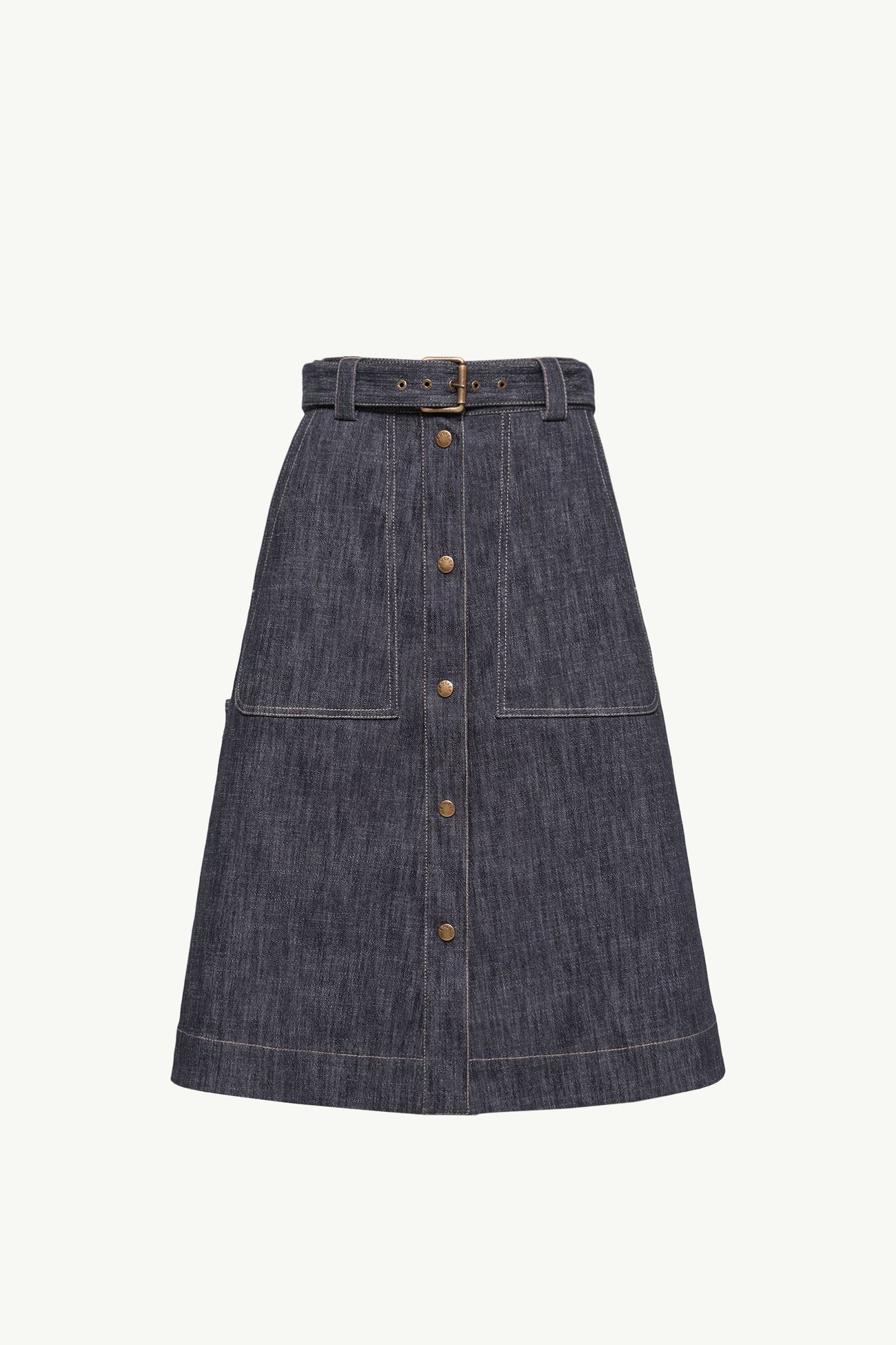 Denim Knee-Length Skirt Women Denim Blue Moncler 2
