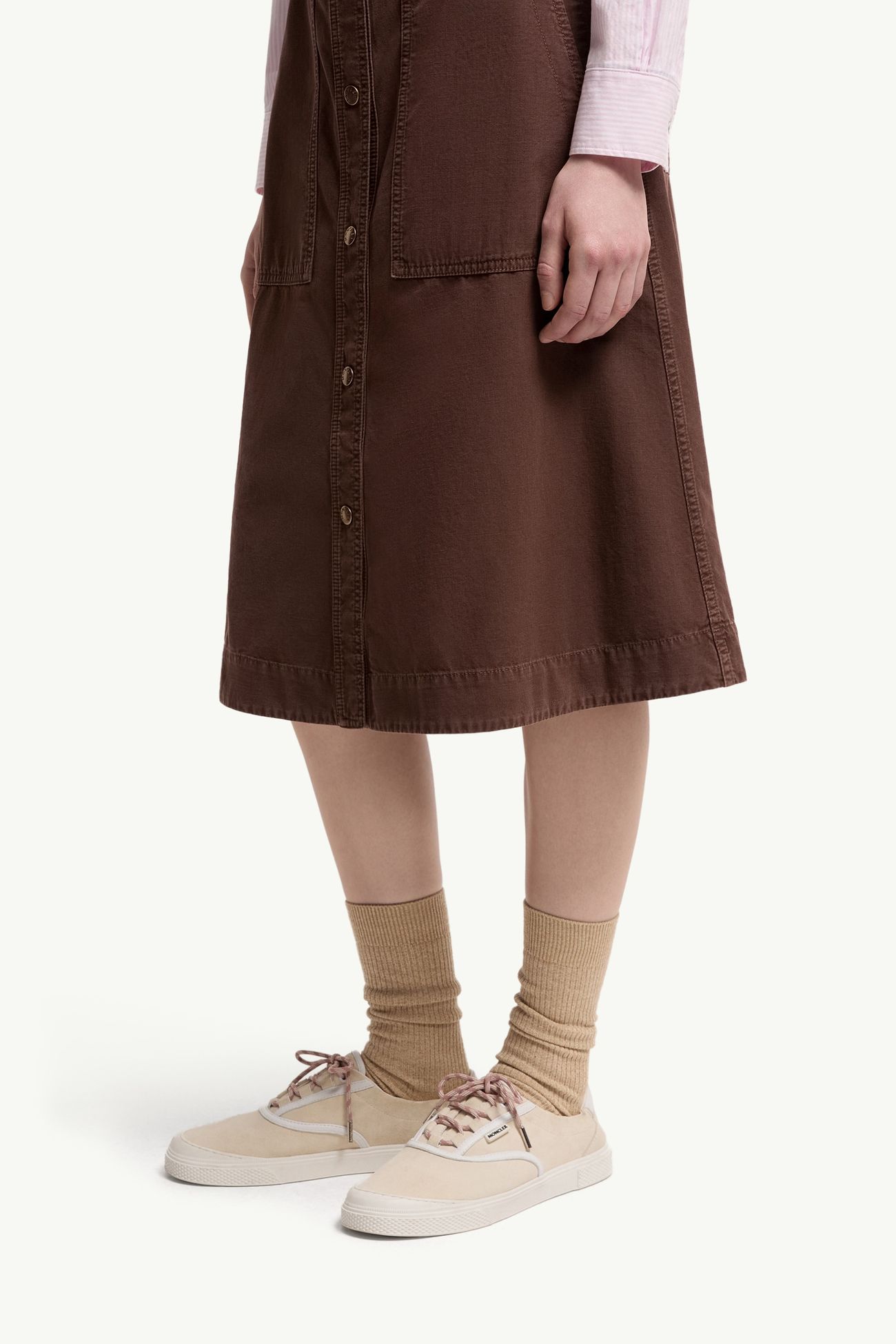 Belted Knee-Length Cotton Skirt Women Burgundy Moncler 1