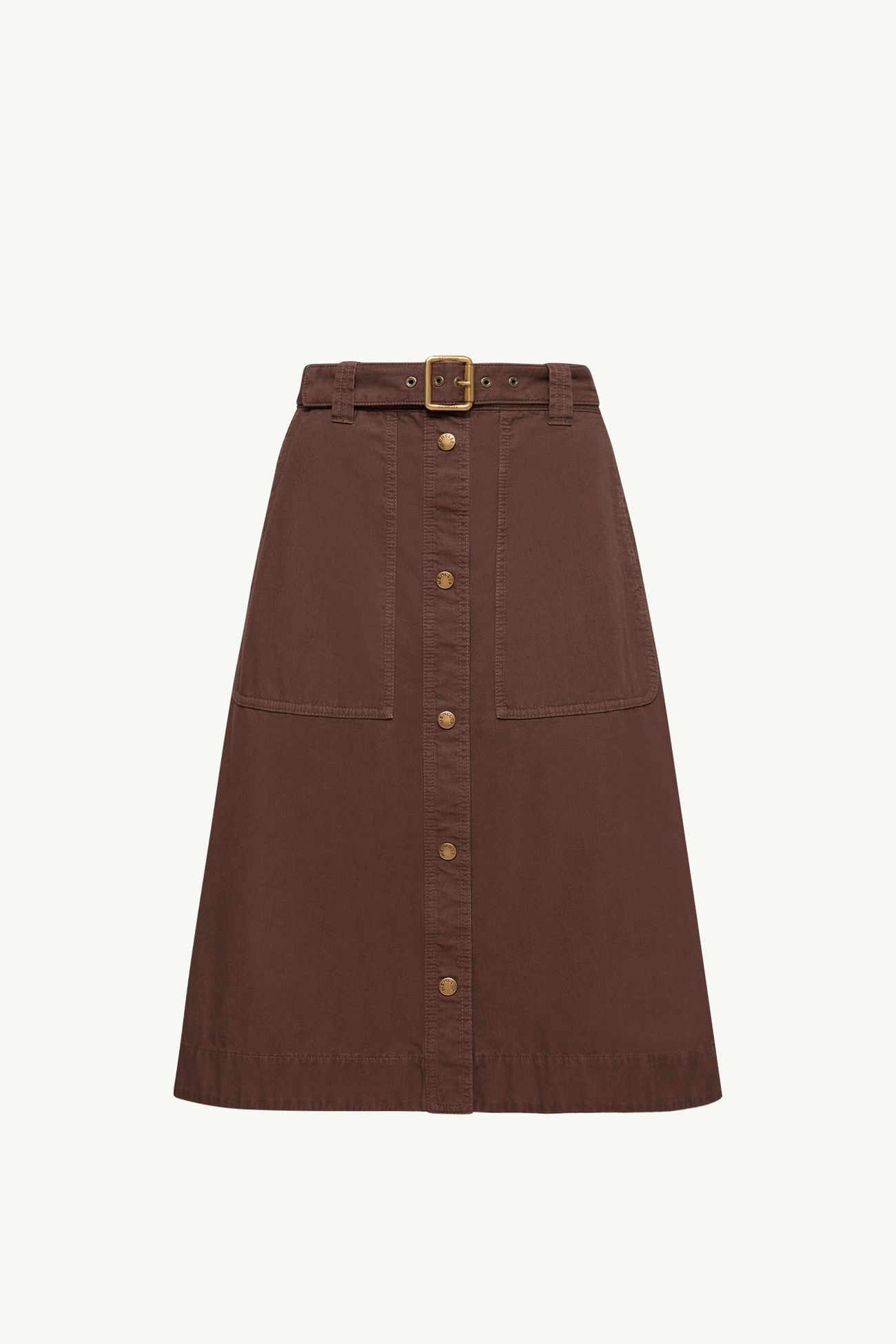 Jupe ceinturée en coton longueur genou Femmes Bordeaux Moncler 2