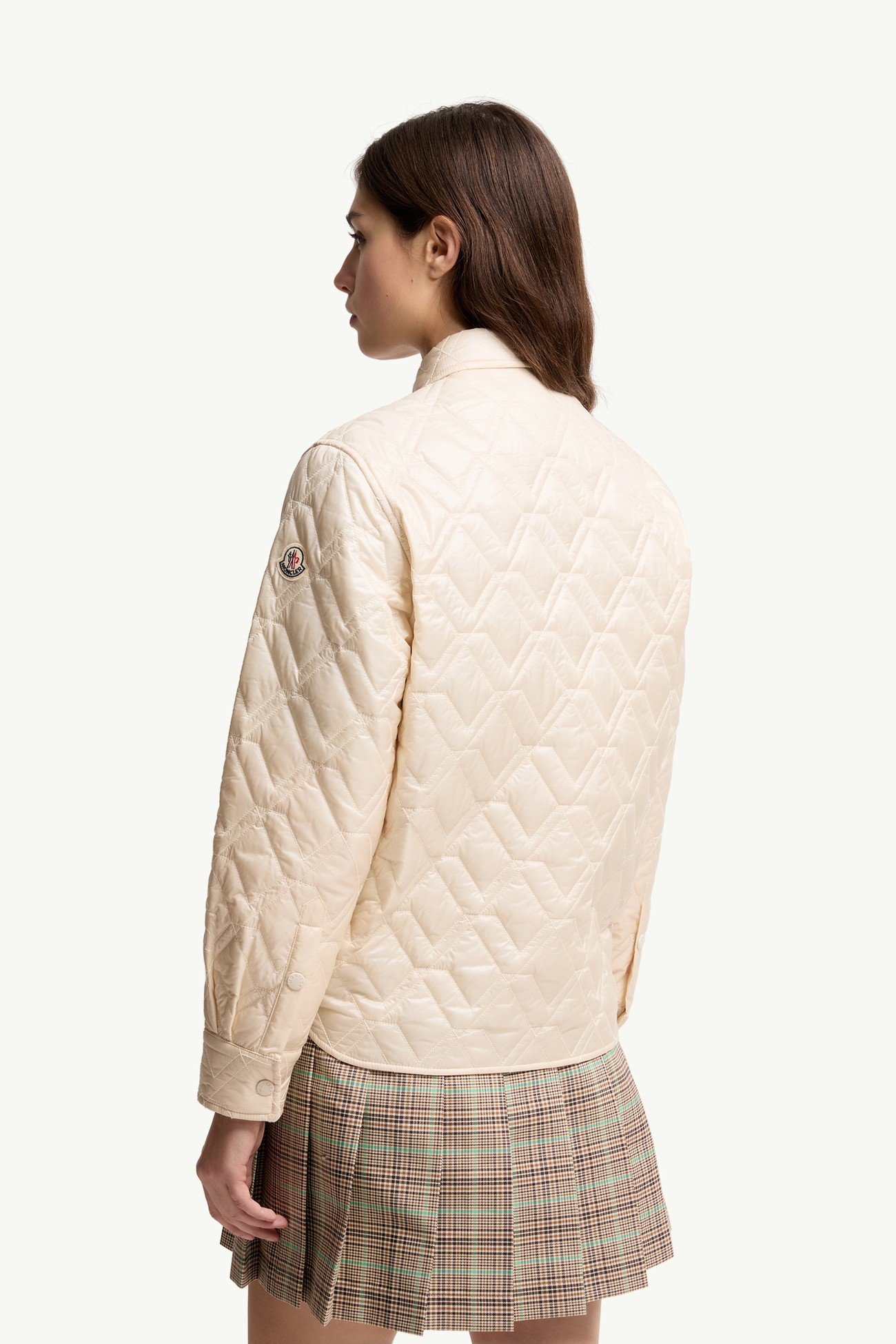 Diamond-Quilted Padded Shirt Jacket Women White Ivory Moncler 4