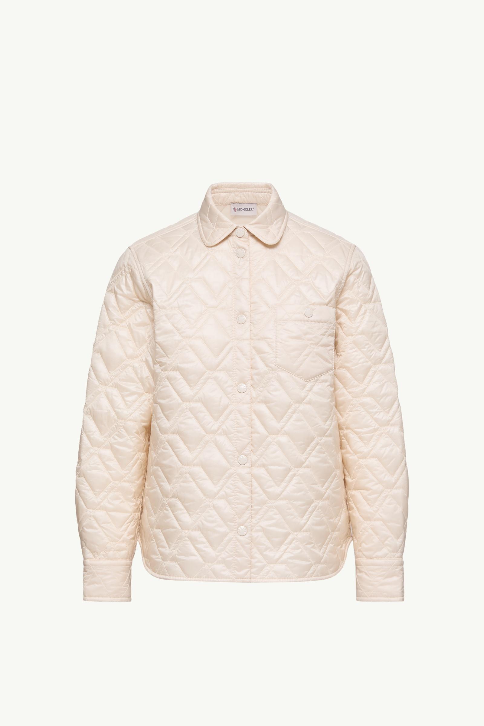 White Ivory Diamond-Quilted Padded Shirt Jacket - Short Down