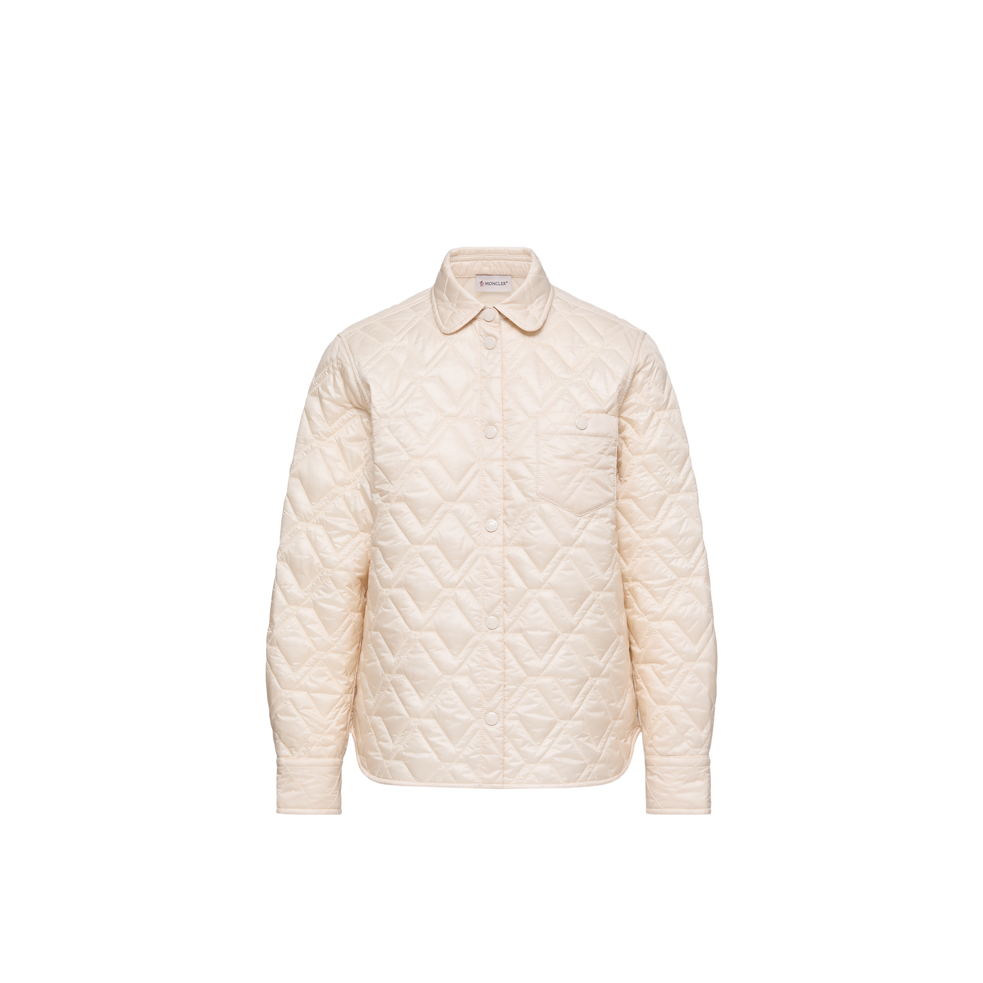 Moncler   Diamond-Quilted Padded Shirt Jacket for Women in White, Size: 44